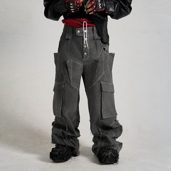 国内で当店のみ Turntide - Distressed Multi-Pocket Cargo Techwear Multi-Pocket Cargo Pants