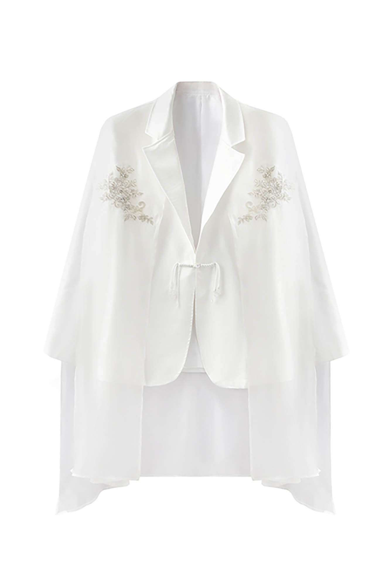 JIECHI Floral Embellished Cape Satin Blazer