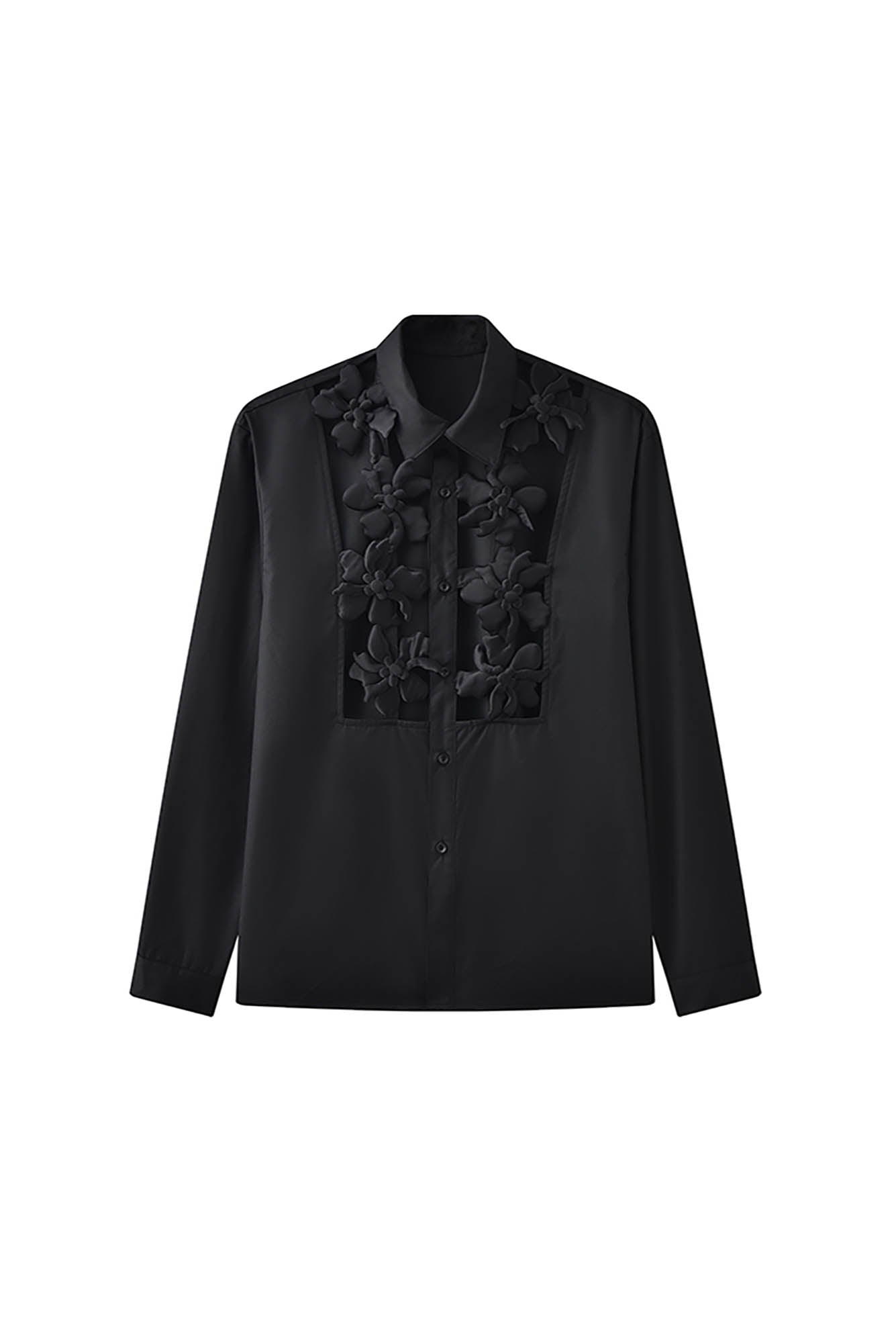 JIECHI Midnight Lily Cut-Out Shirt