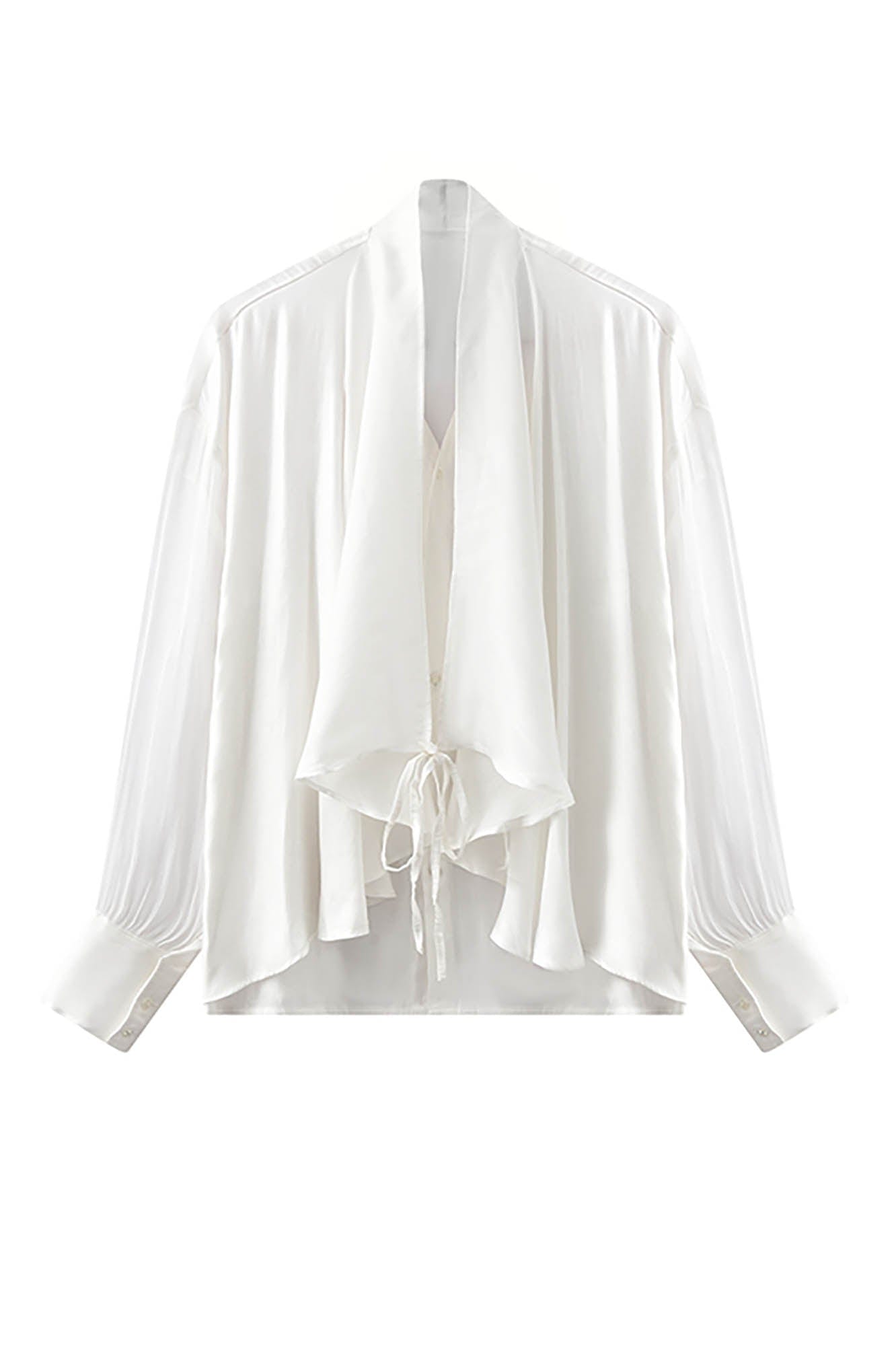 JIECHI Draped Cape Satin Shirt