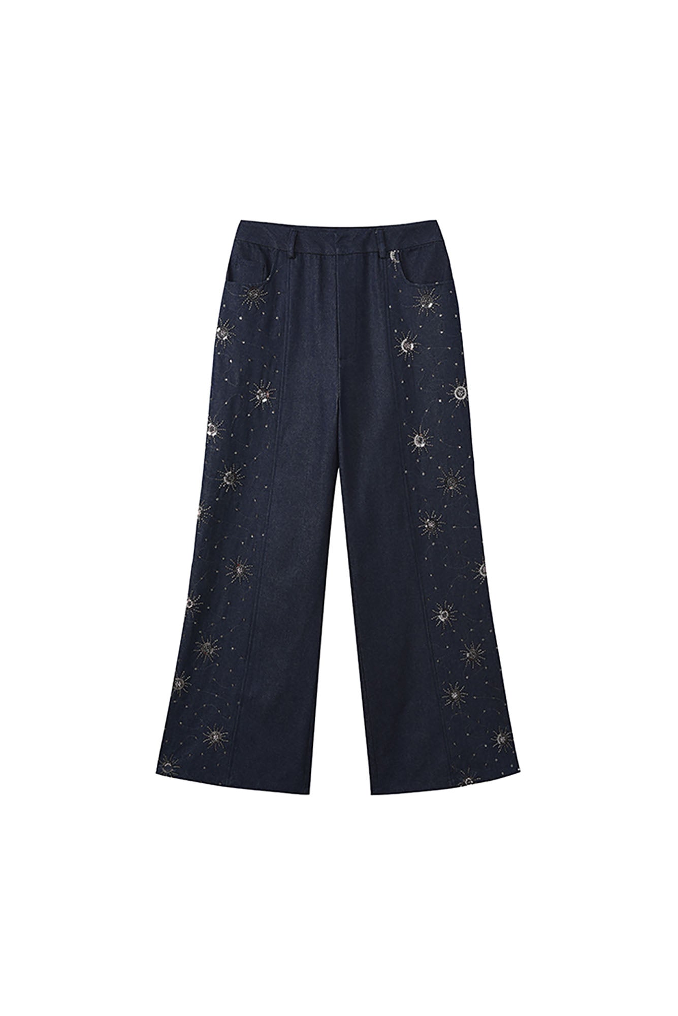 JIECHI Embroidered Middle-Panel Straight-Leg Jeans, premium urban and streetwear designers apparel on PROJECTISR.com, JIECHI