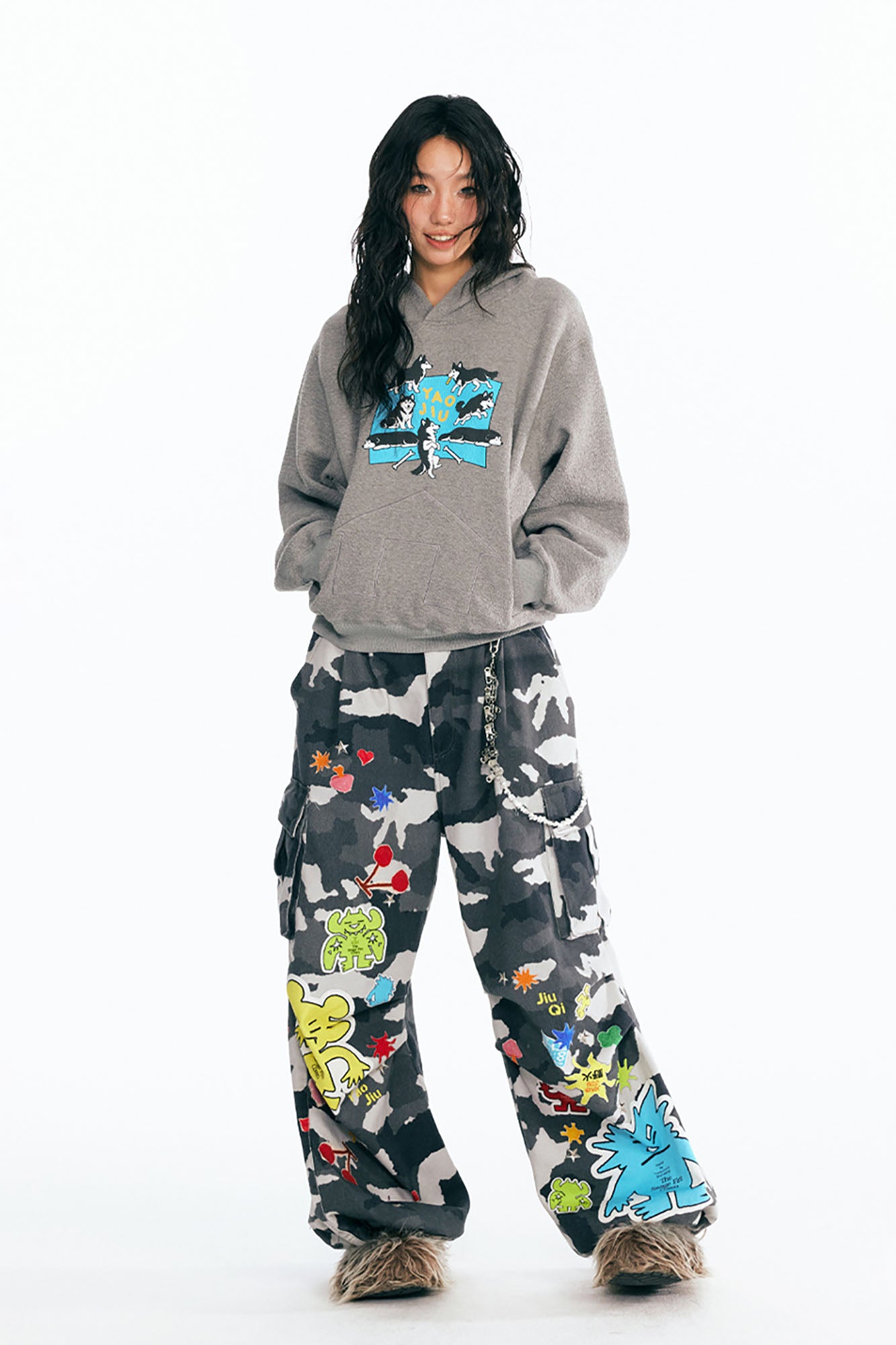 1997 POSTOFFICE Puppy Paradise Graphic Oversized Hoodie, premium urban and streetwear designers apparel on PROJECTISR.com, 1997 POSTOFFICE
