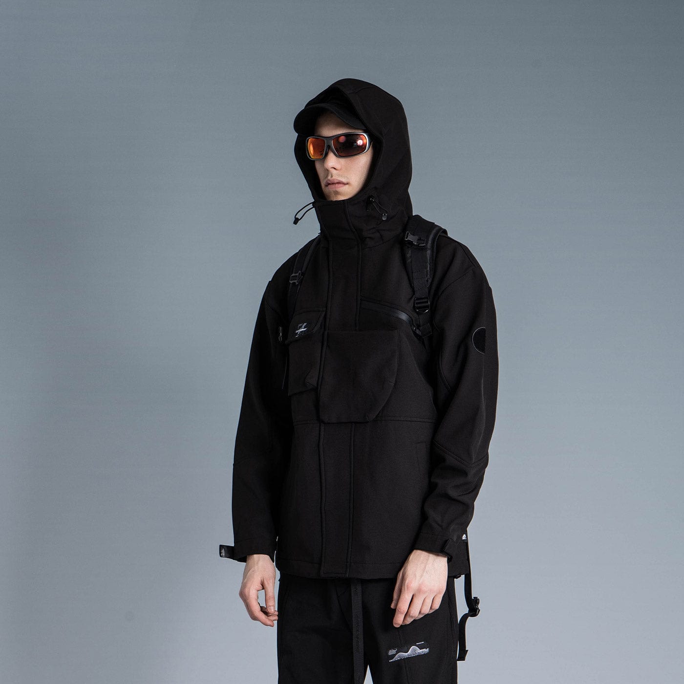 ENSHADOWER Asymmetrical Front Pocket Gorpcore Windbreaker, premium urban and streetwear designers apparel on PROJECTISR.com, ENSHADOWER