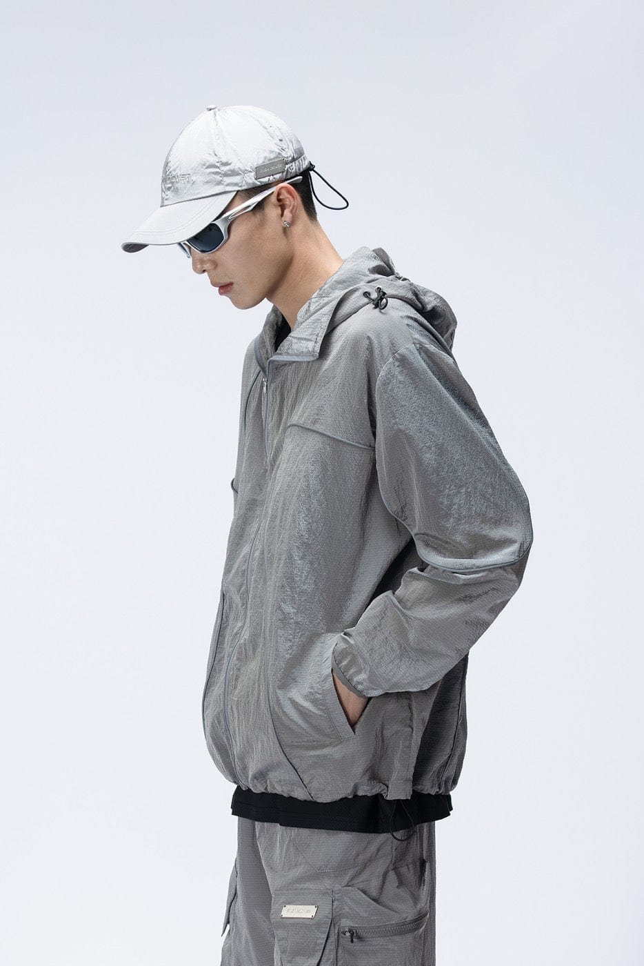 ENSHADOWER Reflective Stripes UV-Protection Crinkled Jacket, premium urban and streetwear designers apparel on PROJECTISR.com, ENSHADOWER