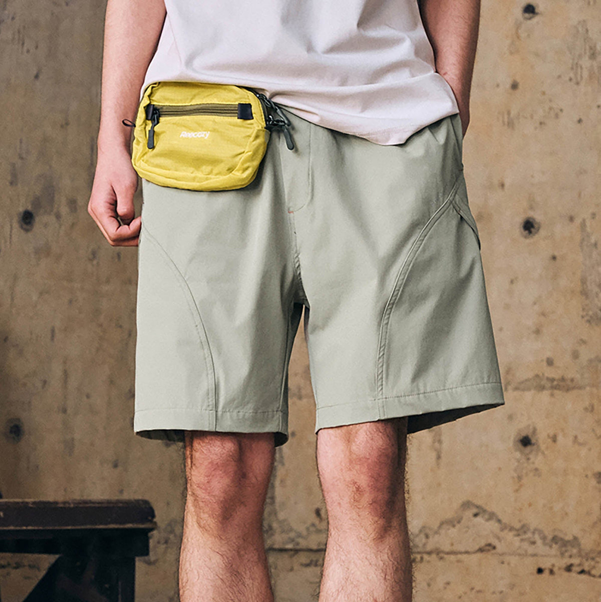 Drawstring Lock Slide Shorts ENSHADOWER Slanted Pocket Drawstring Shorts