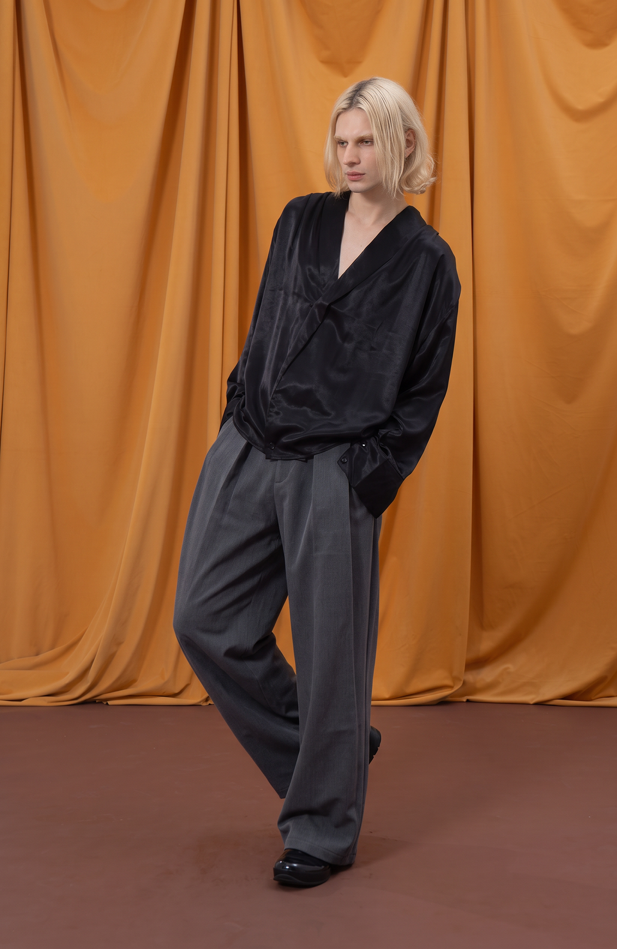 CLP Retro Satin Lapel Oversized Shirt