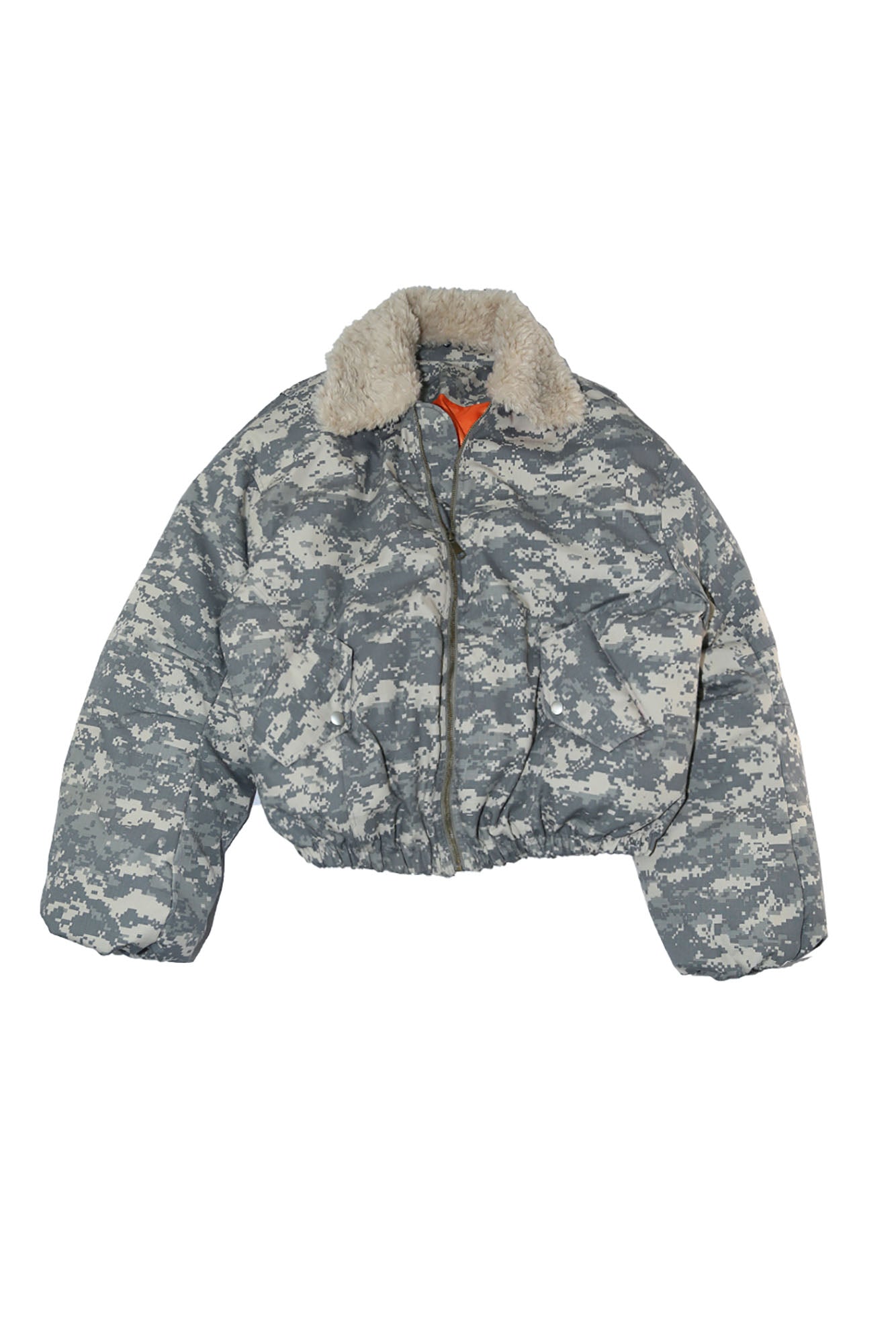 TRECLUB Detachable Collar Camo Puffer Jacket