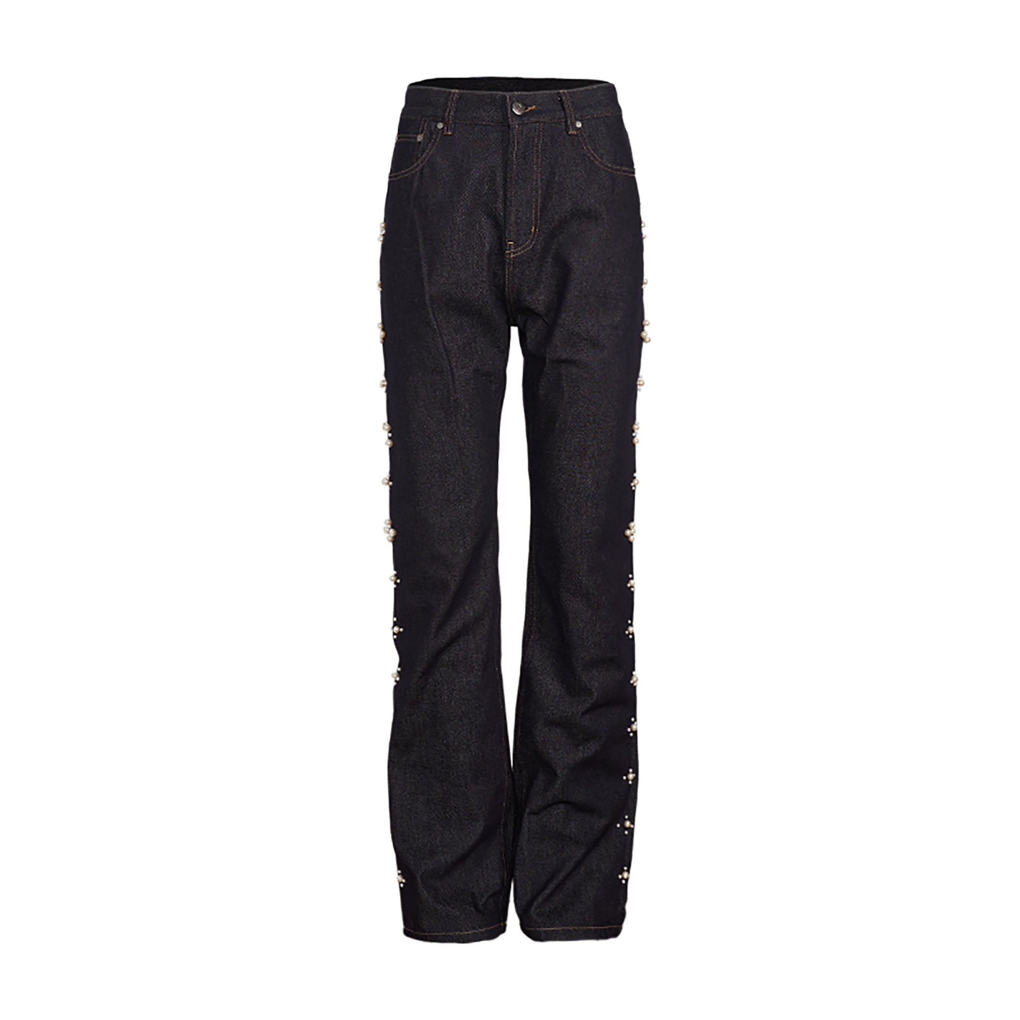 PMW Pearl-Embellished Raw Jeans, premium urban and streetwear designers apparel on PROJECTISR.com, PMW