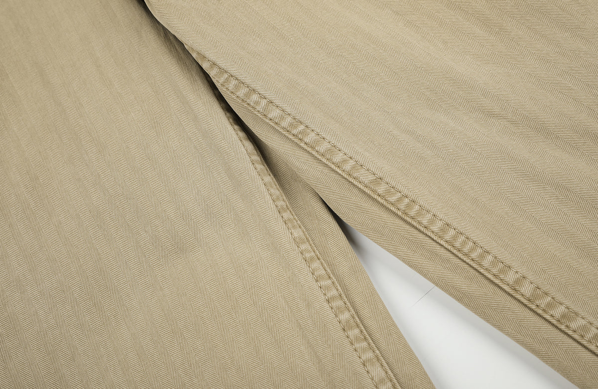 BOTANICA Retro Herringbone Slim Cotton Trousers