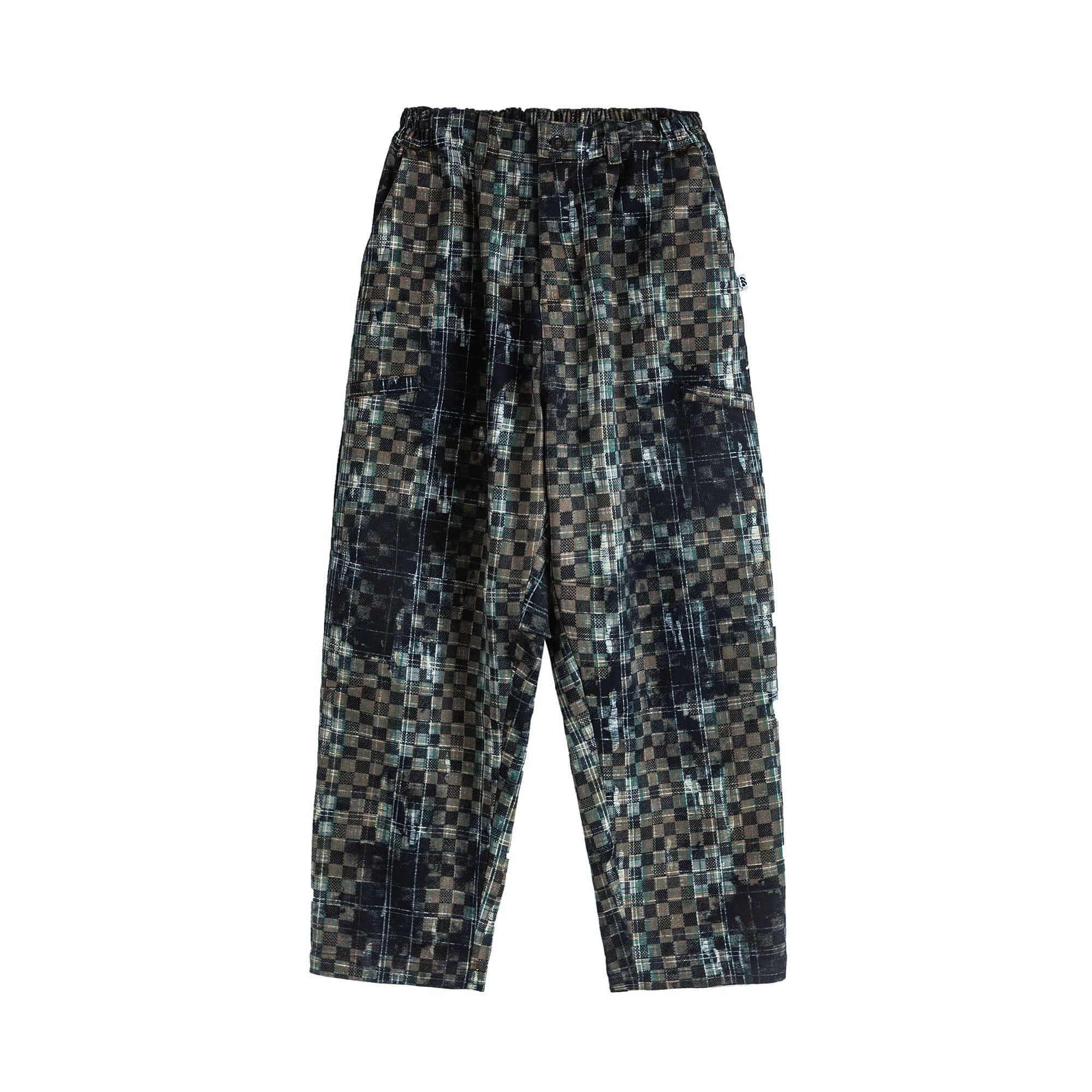 ME DA IGUAL Tie-Dye Washed Camo Checks Elastic Pants, premium urban and streetwear designers apparel on PROJECTISR.com, ME DA IGUAL