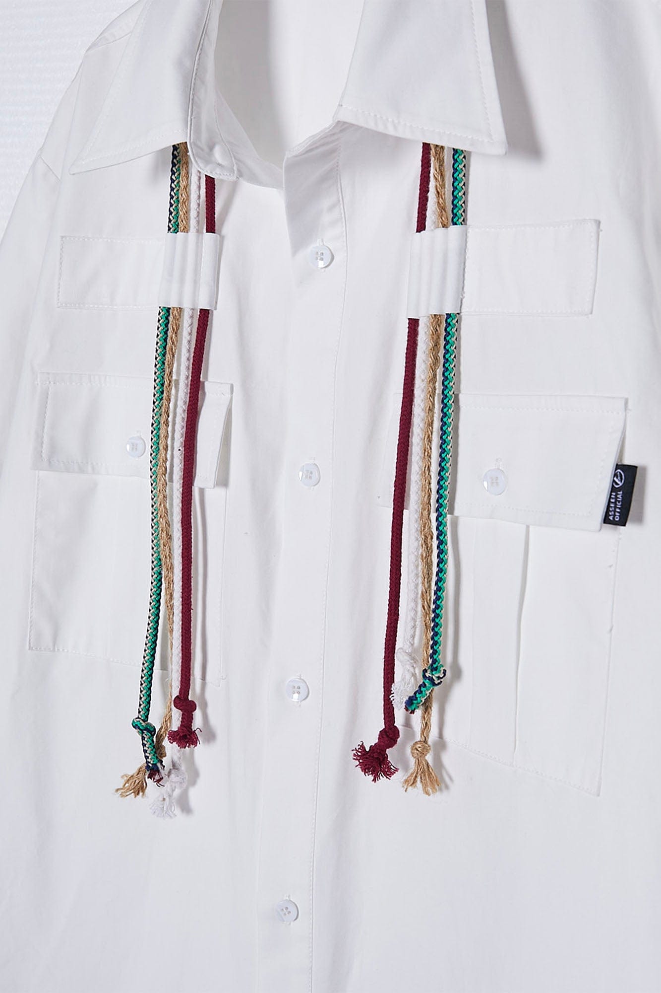 ASSEEN Cord Tassel Pocket Half Shirt, premium urban and streetwear designers apparel on PROJECTISR.com, ASSEEN