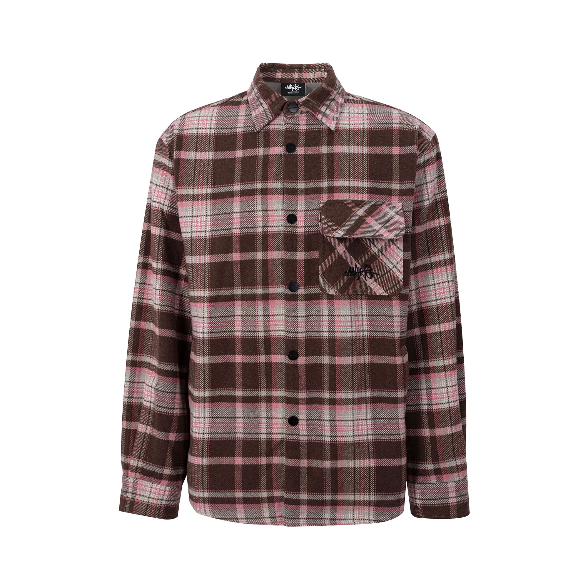 MAKEMORE Plaid Flap Pocket Oversized Shirt