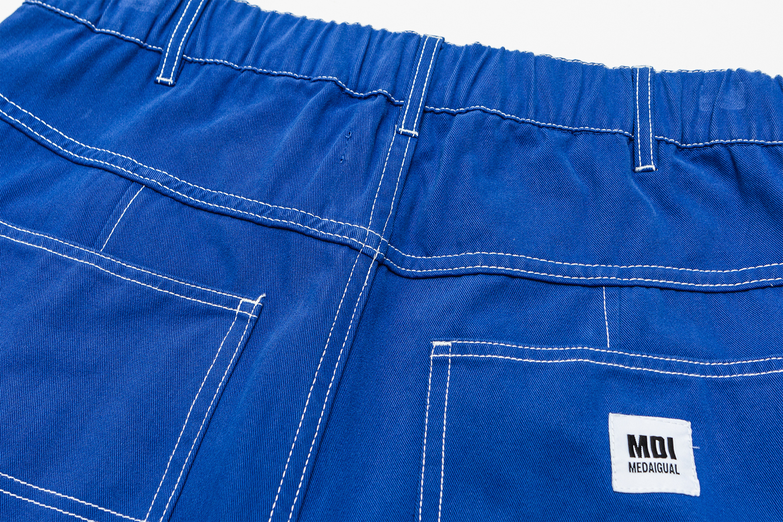 ME DA IGUAL Washed Contrast-Stitch Wide-Leg Pants