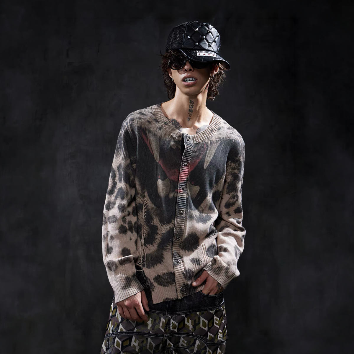 DND4DES Leopard Full-Print Oversized Cardigan