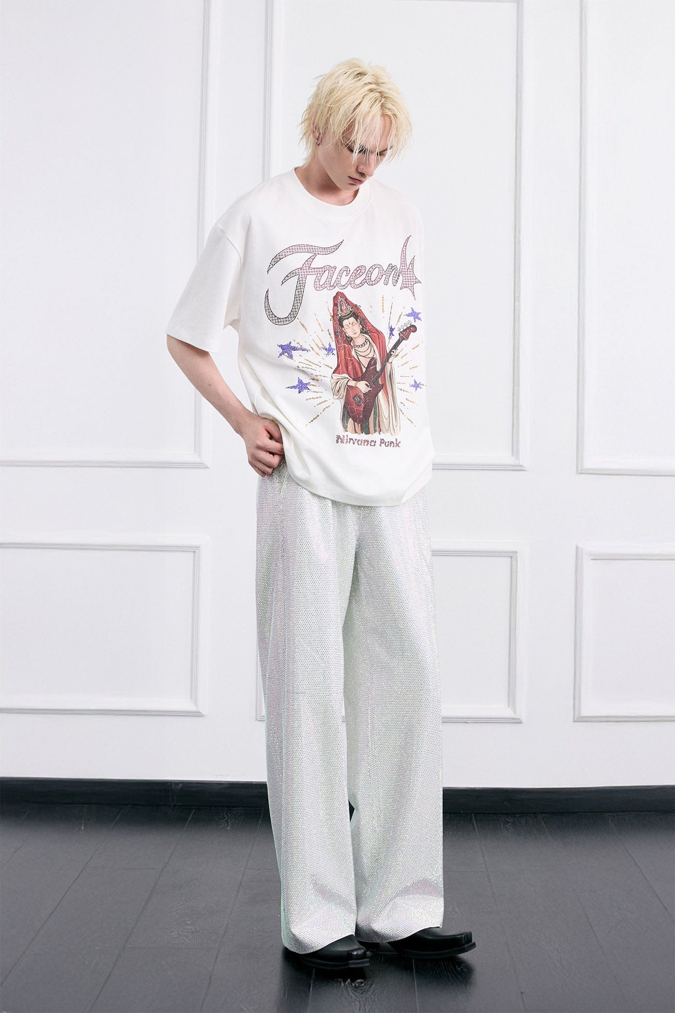 FACEONLAB Rock Bodhisattva Oversized T-Shirt, premium urban and streetwear designers apparel on PROJECTISR.com, FACEONLAB