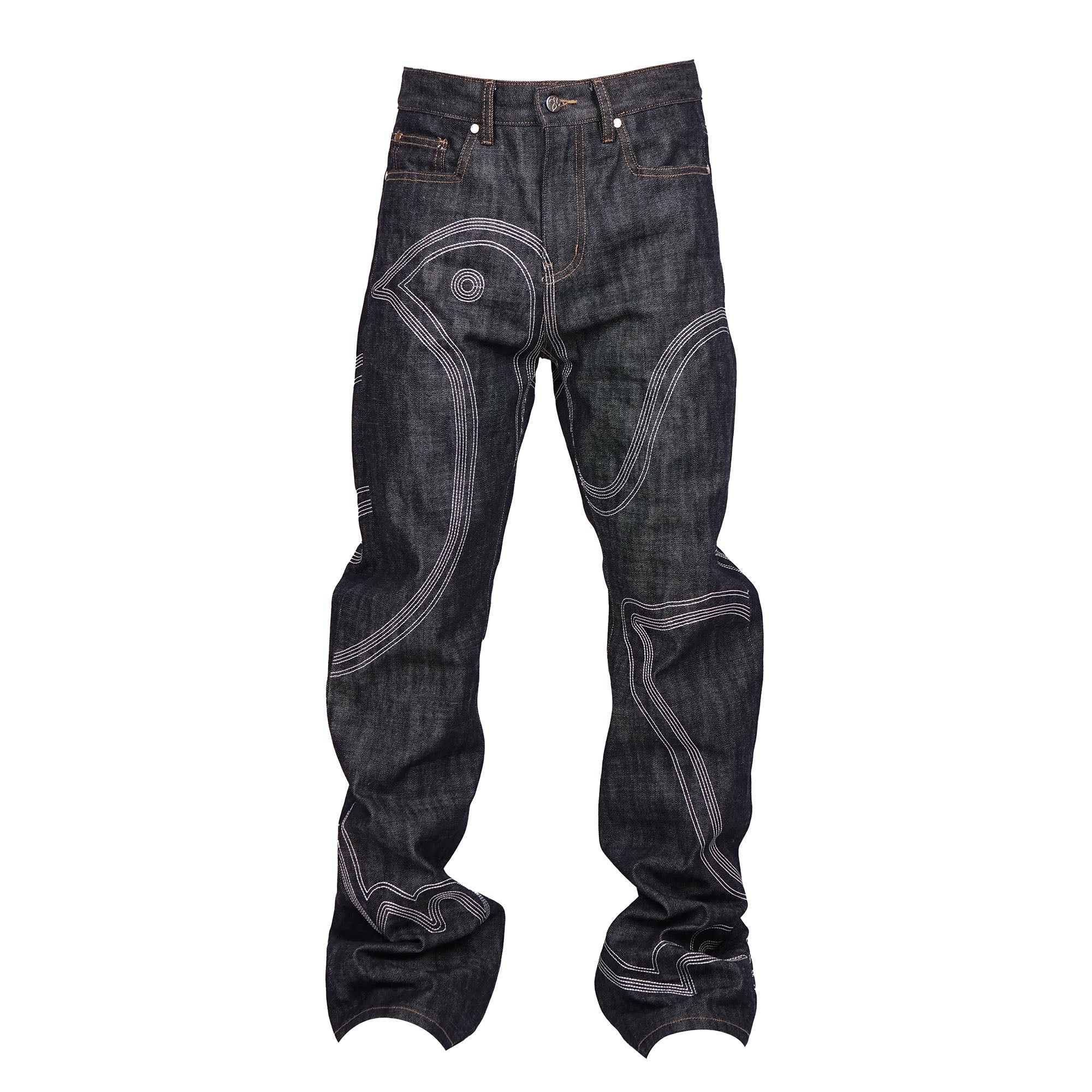 VINKID Embroidered Dove Stitched Selvedge Jeans, premium urban and streetwear designers apparel on PROJECTISR.com, VINKID