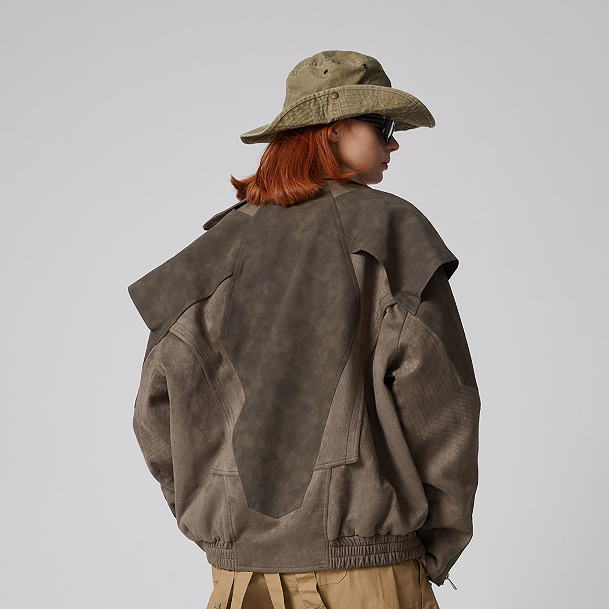 ERROR CODE ROBOT Armored Layered PU & Suede Panel Jacket, premium urban and streetwear designers apparel on PROJECTISR.com, ERROR CODE ROBOT
