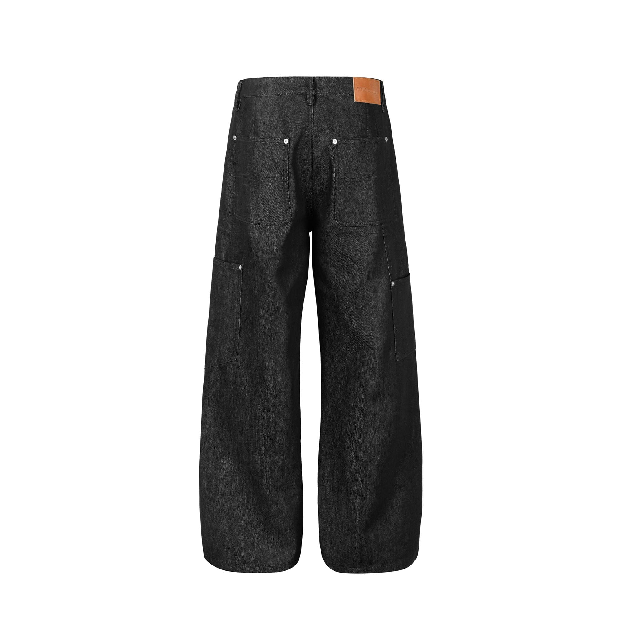 OKAYTHXBYE Paneled Double-Knee Wide-Leg Denim Pants