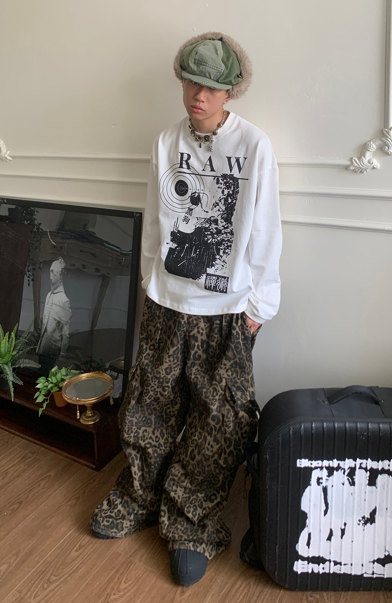 SADSOUP Leopard Cargo Wide-Leg Pants