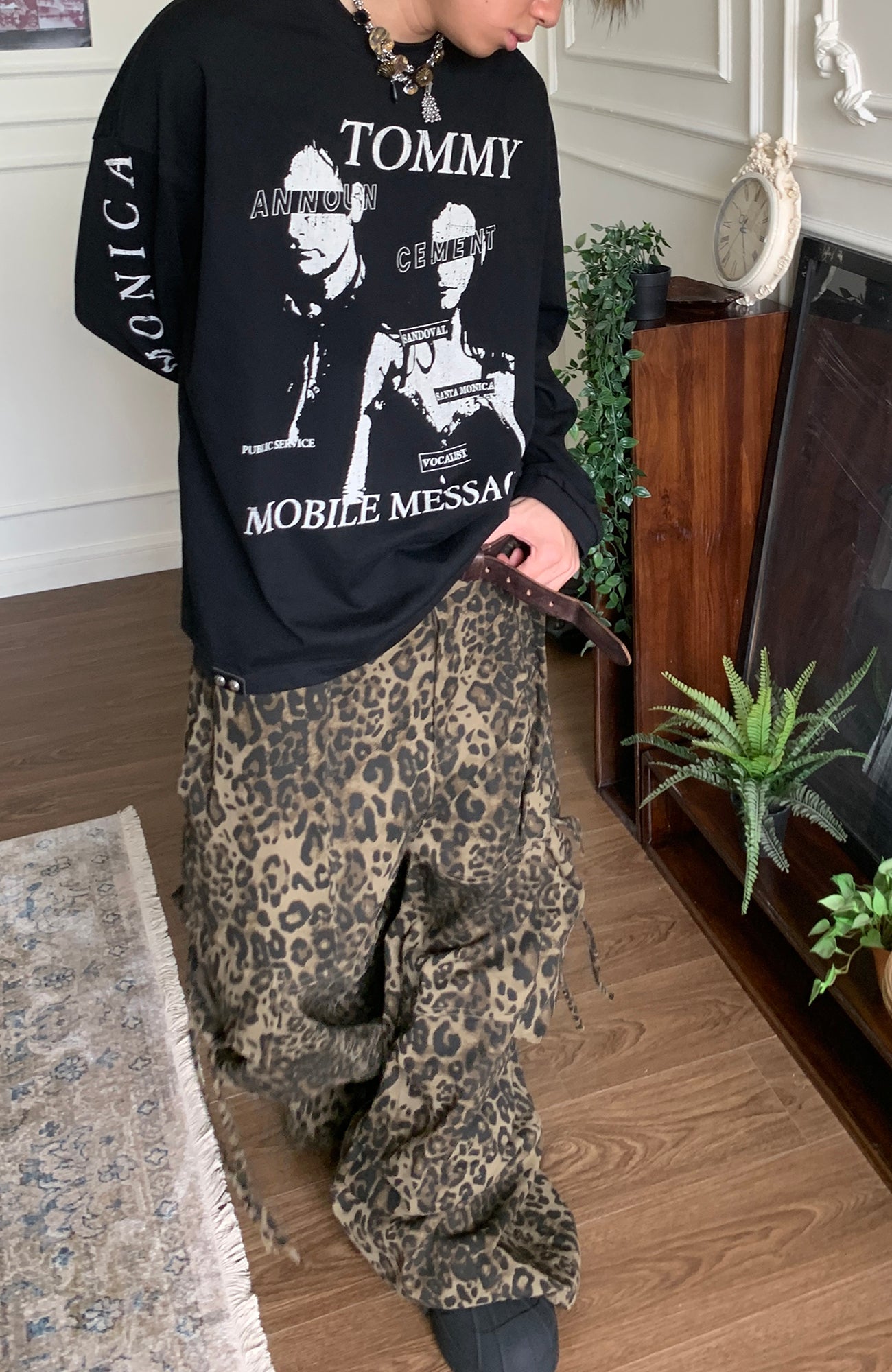 SADSOUP Leopard Cargo Wide-Leg Pants