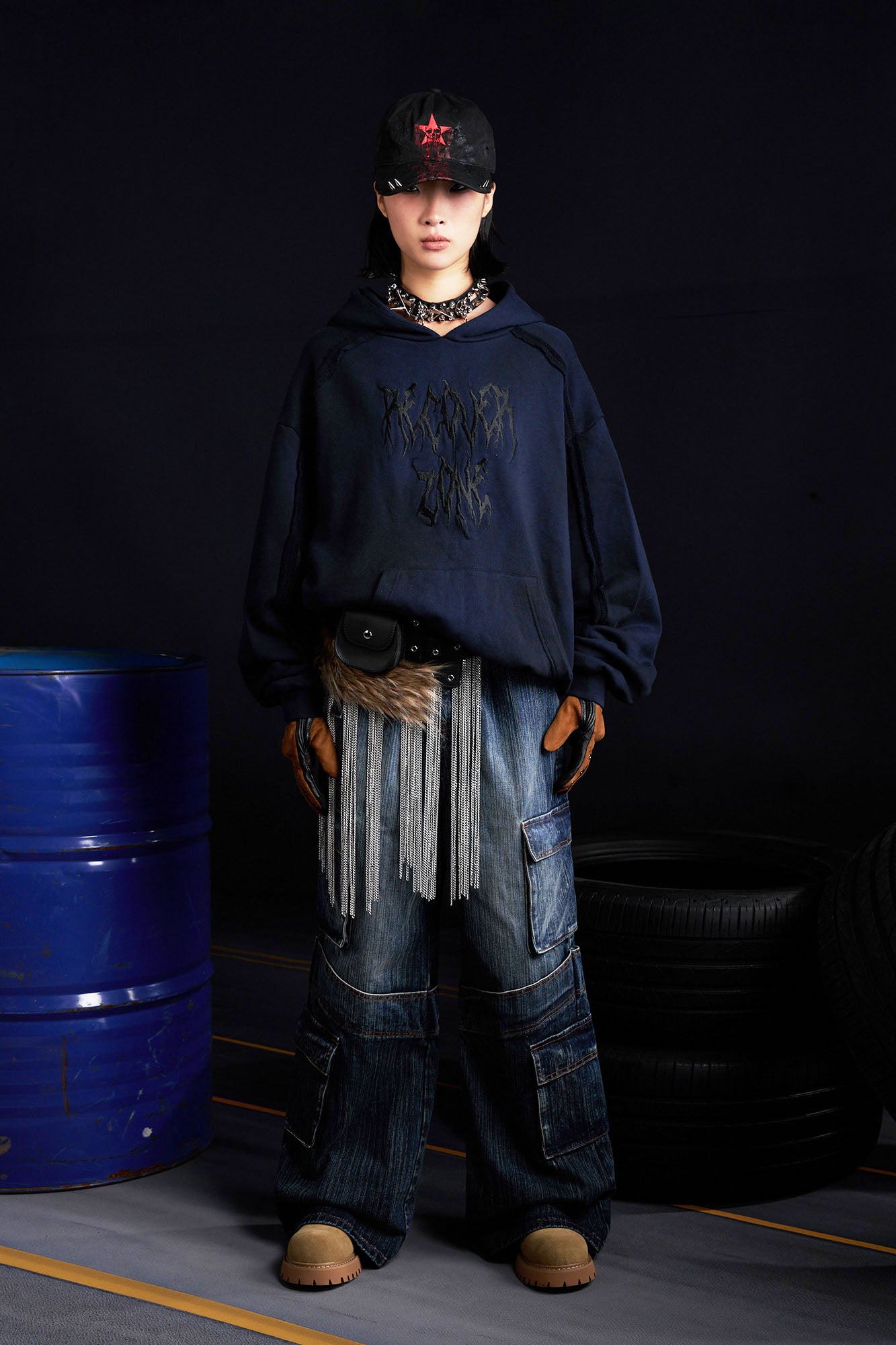 RECOVER ZONE Multi-Pocket Wide-Leg Utility Jeans, premium urban and streetwear designers apparel on PROJECTISR.com, RECOVER ZONE