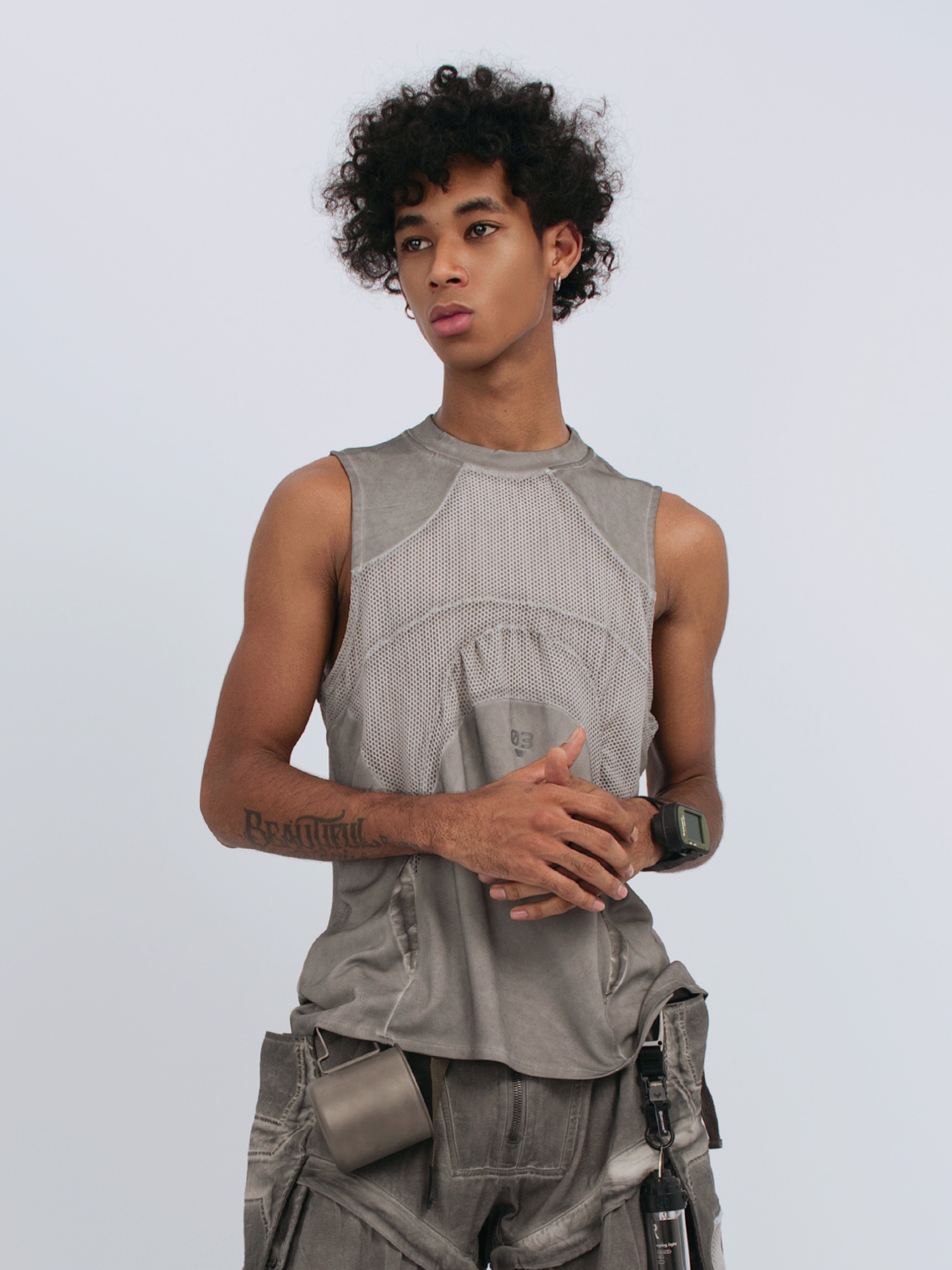 STEAM Distressed Mesh Tactical Tank Top