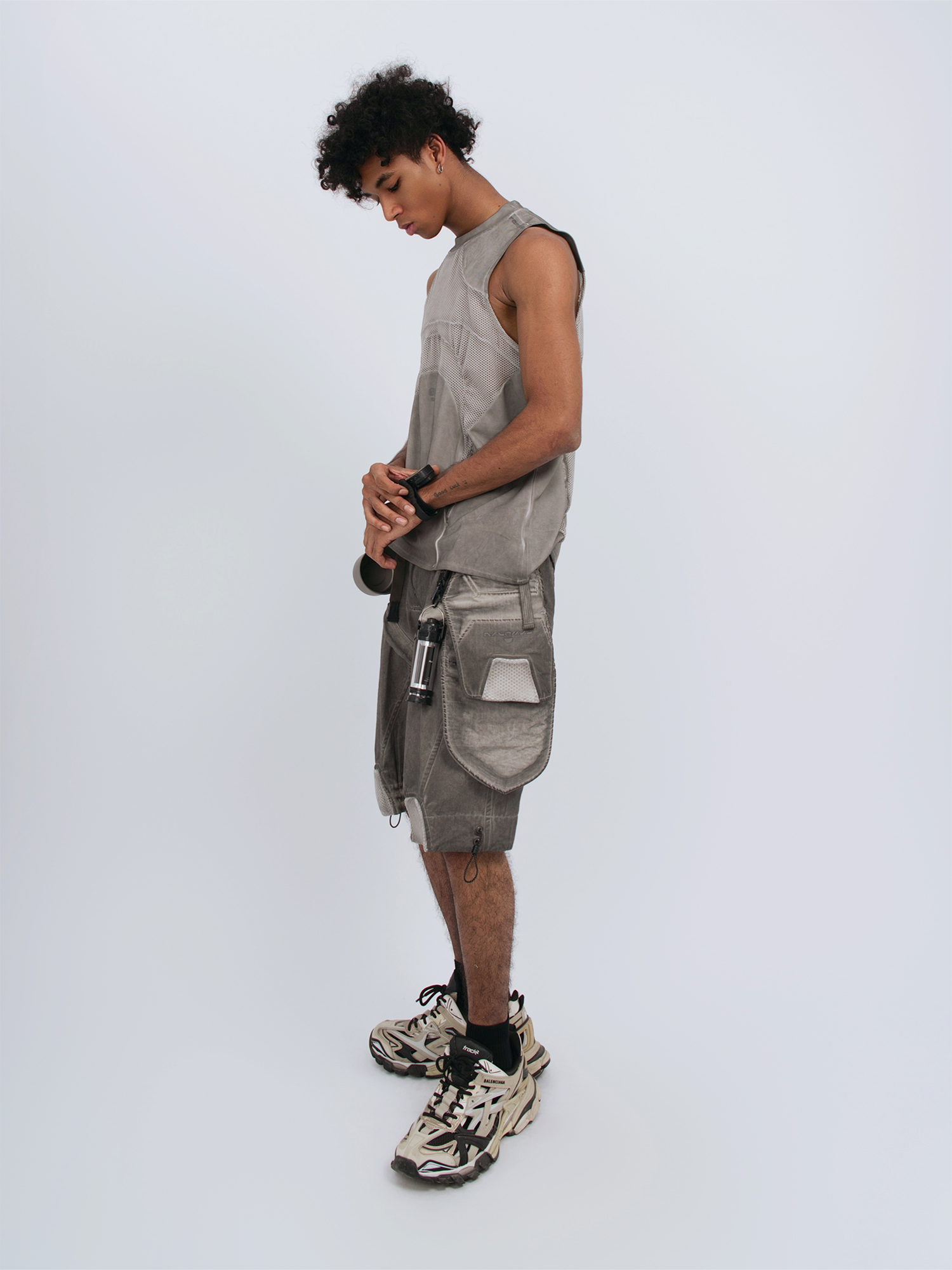 STEAM Distressed Spliced Detachable Utility Shorts