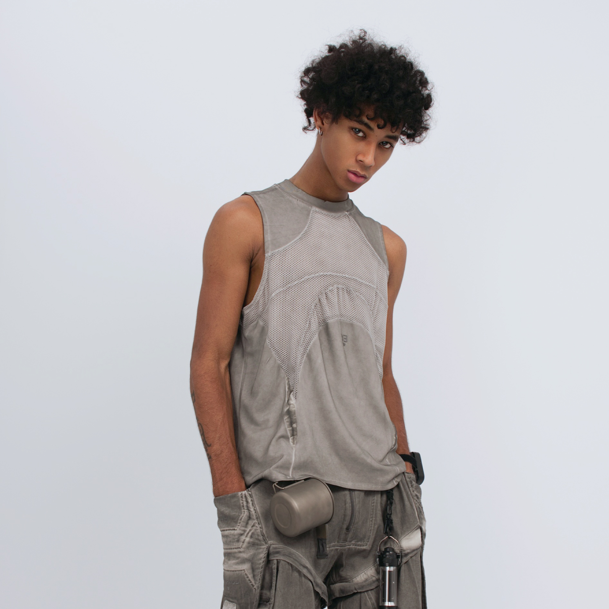 STEAM Distressed Mesh Tactical Tank Top
