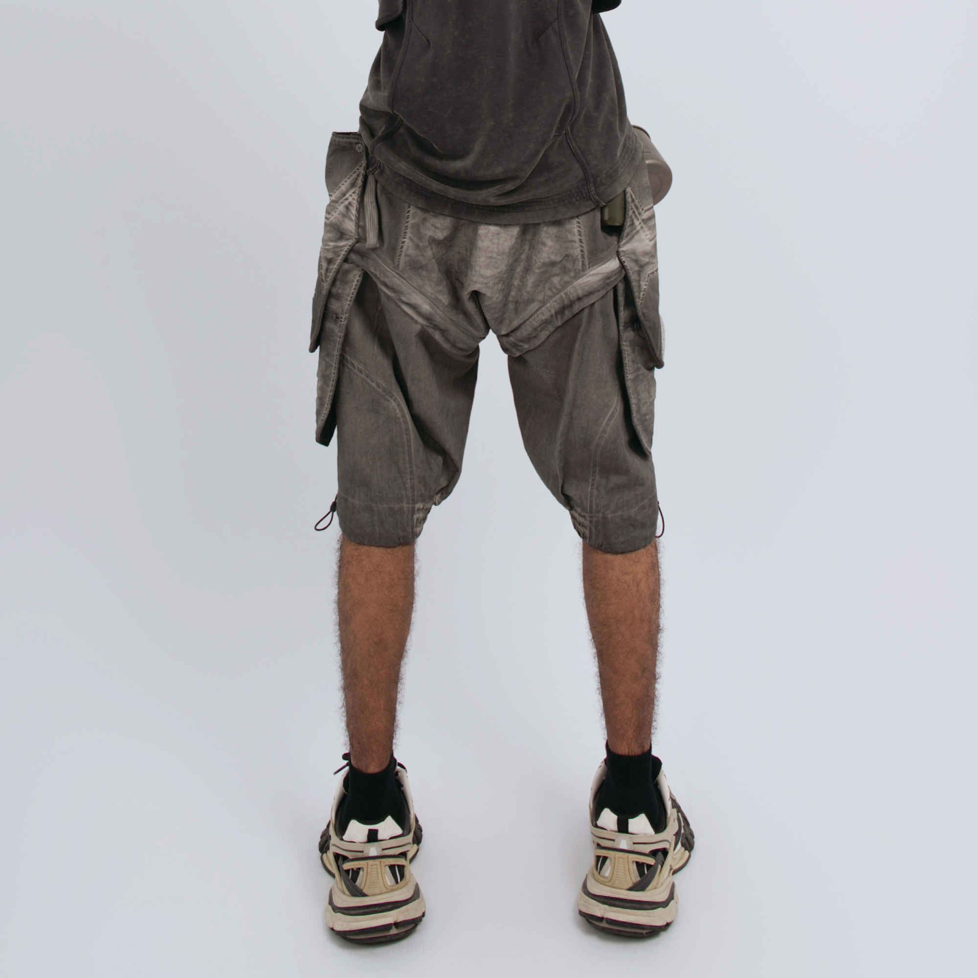 STEAM Distressed Spliced Detachable Utility Shorts