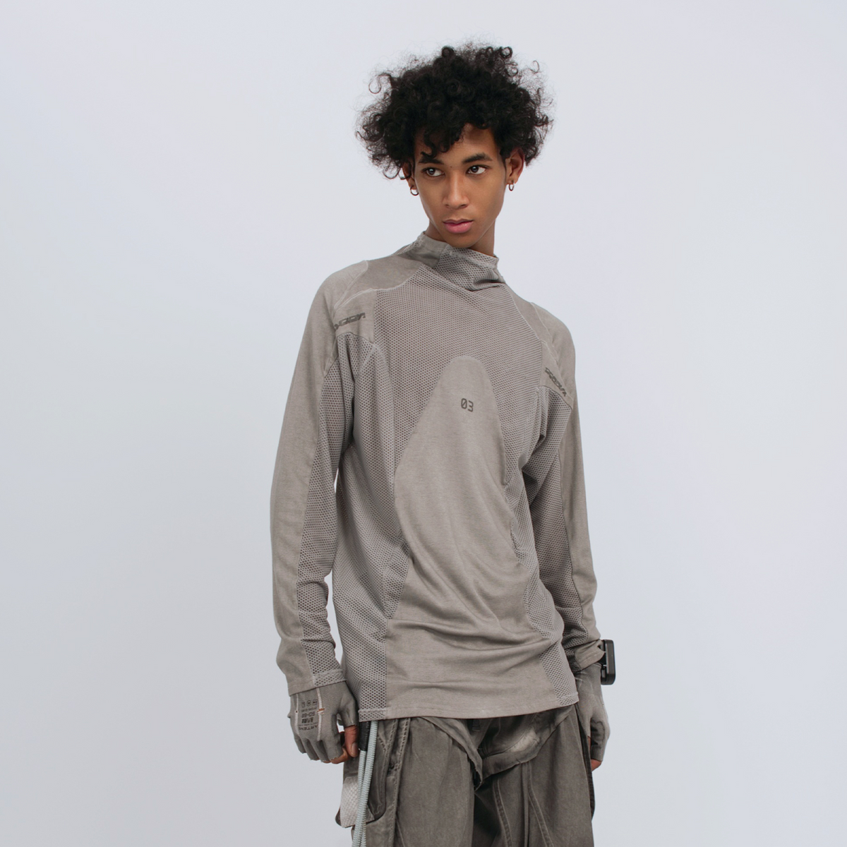 STEAM Mesh Paneled Washed Long-Sleeve Tee