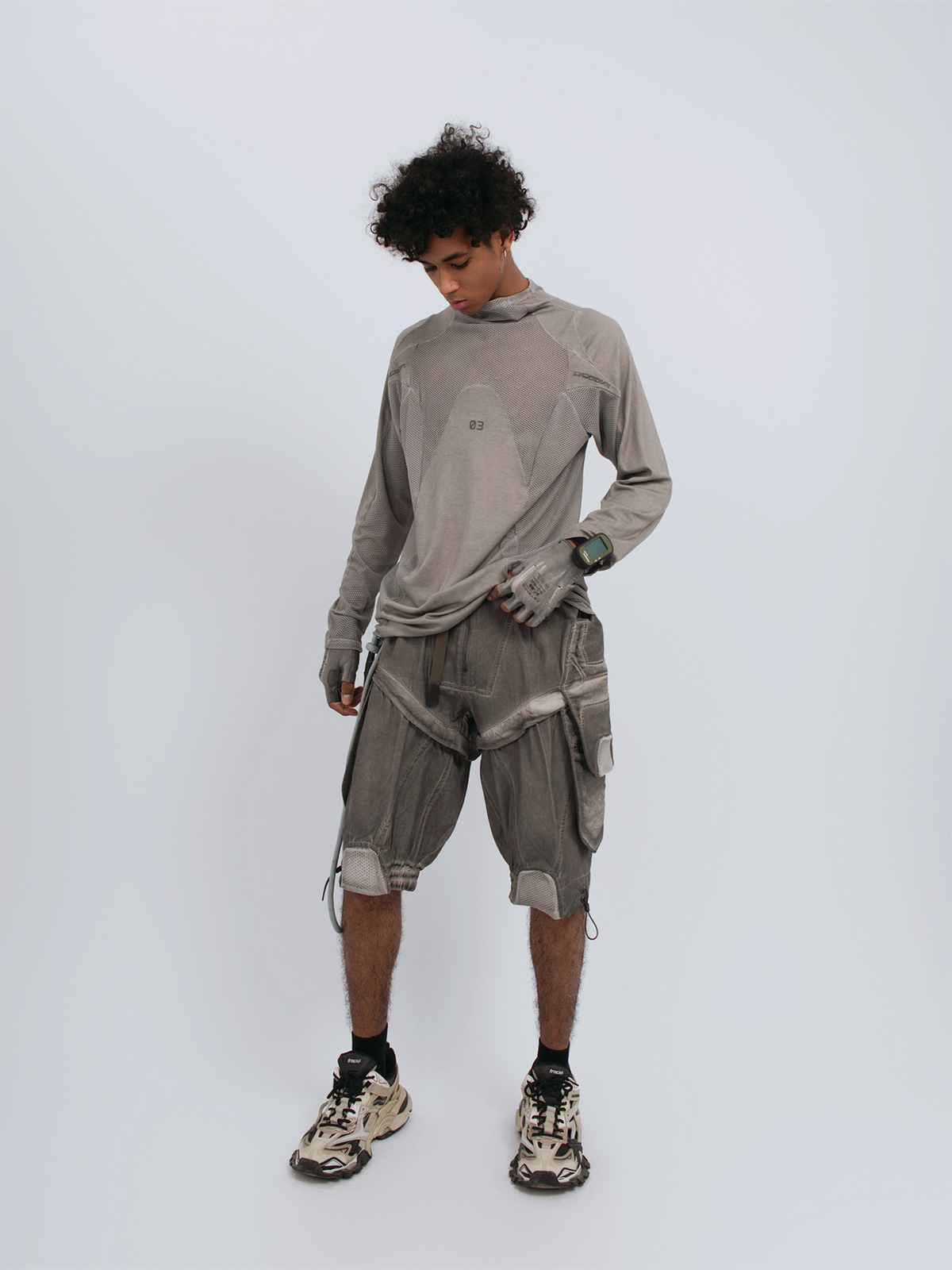 STEAM Mesh Paneled Washed Long-Sleeve Tee