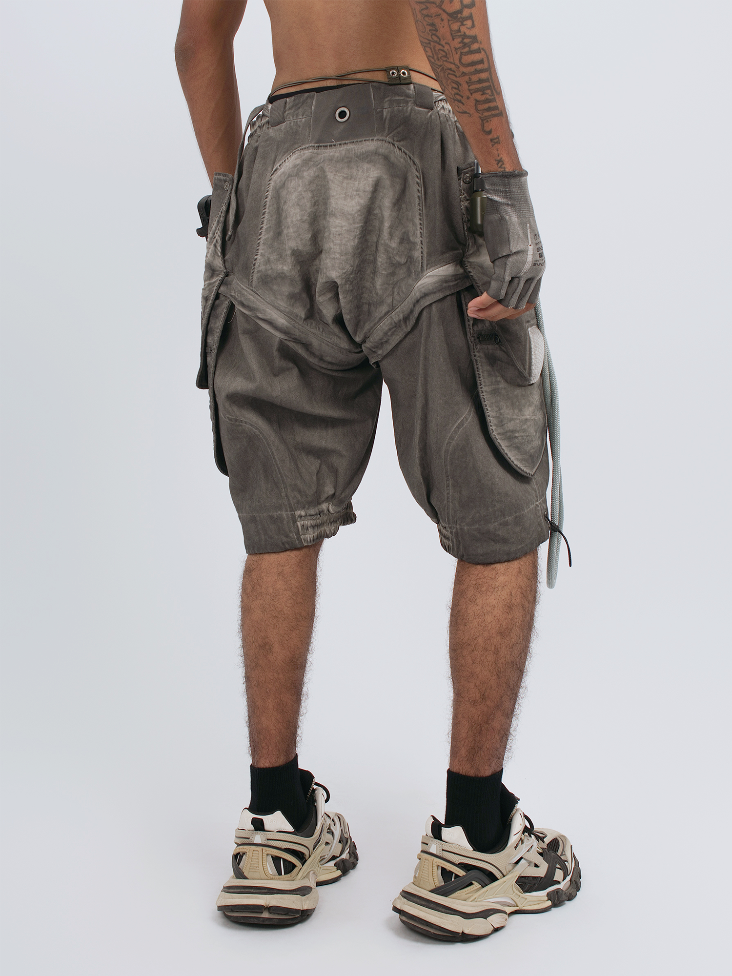 STEAM Distressed Spliced Detachable Utility Shorts