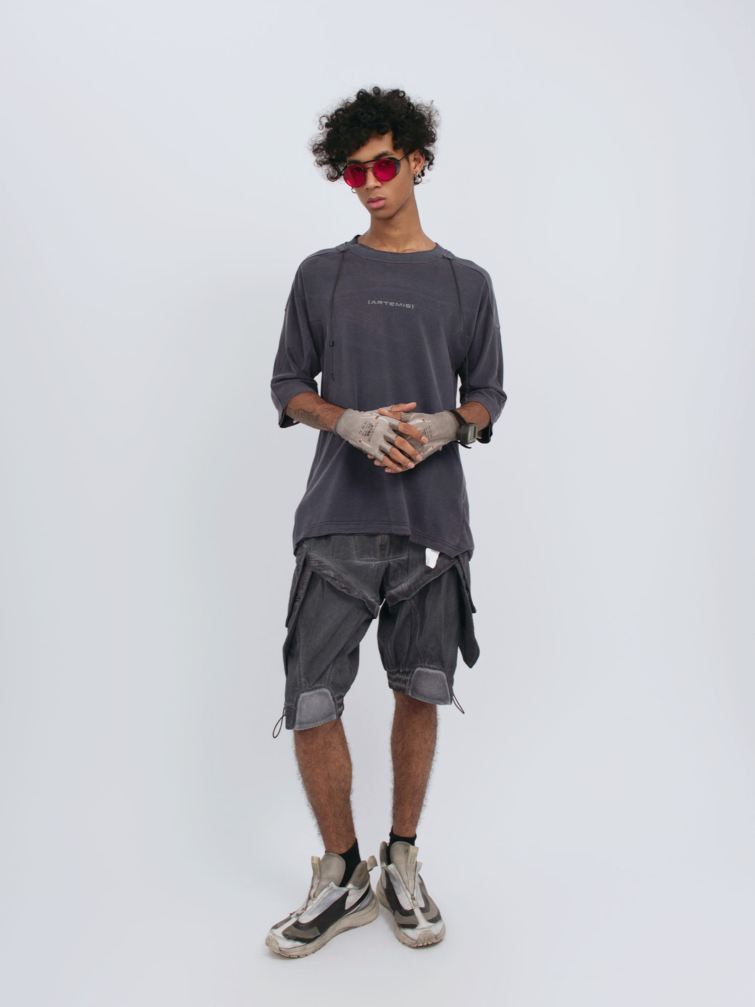 STEAM Distressed Spliced Detachable Utility Shorts