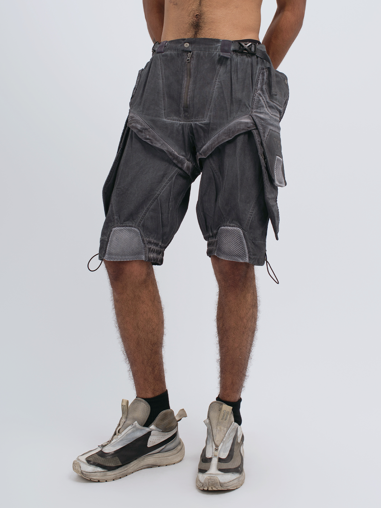 STEAM Distressed Spliced Detachable Utility Shorts