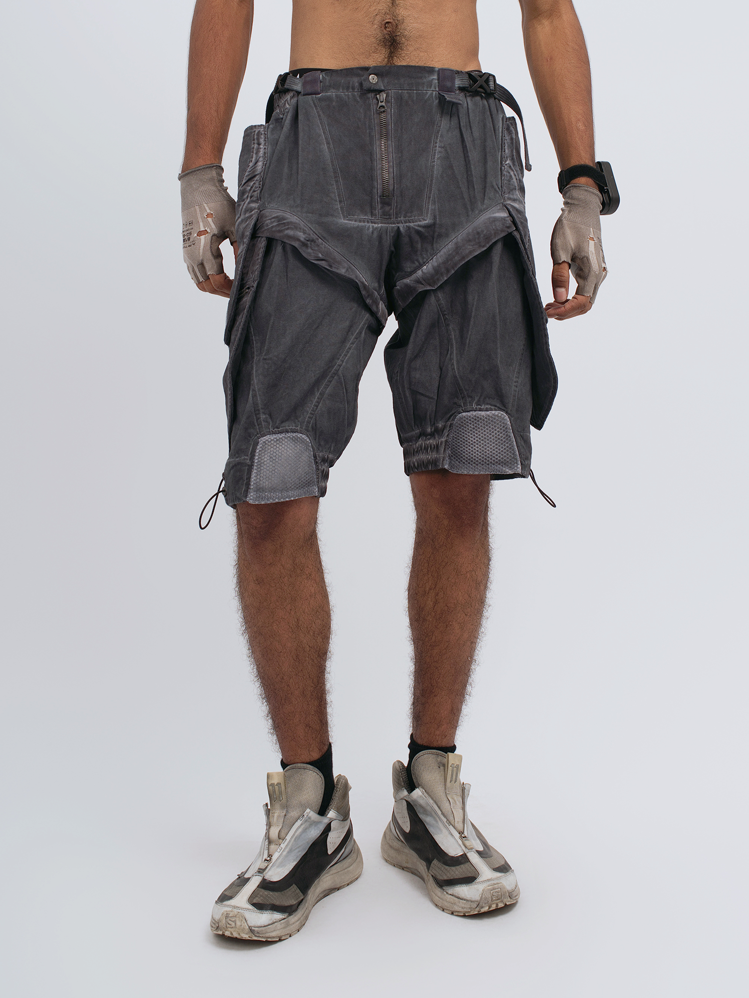 STEAM Distressed Spliced Detachable Utility Shorts