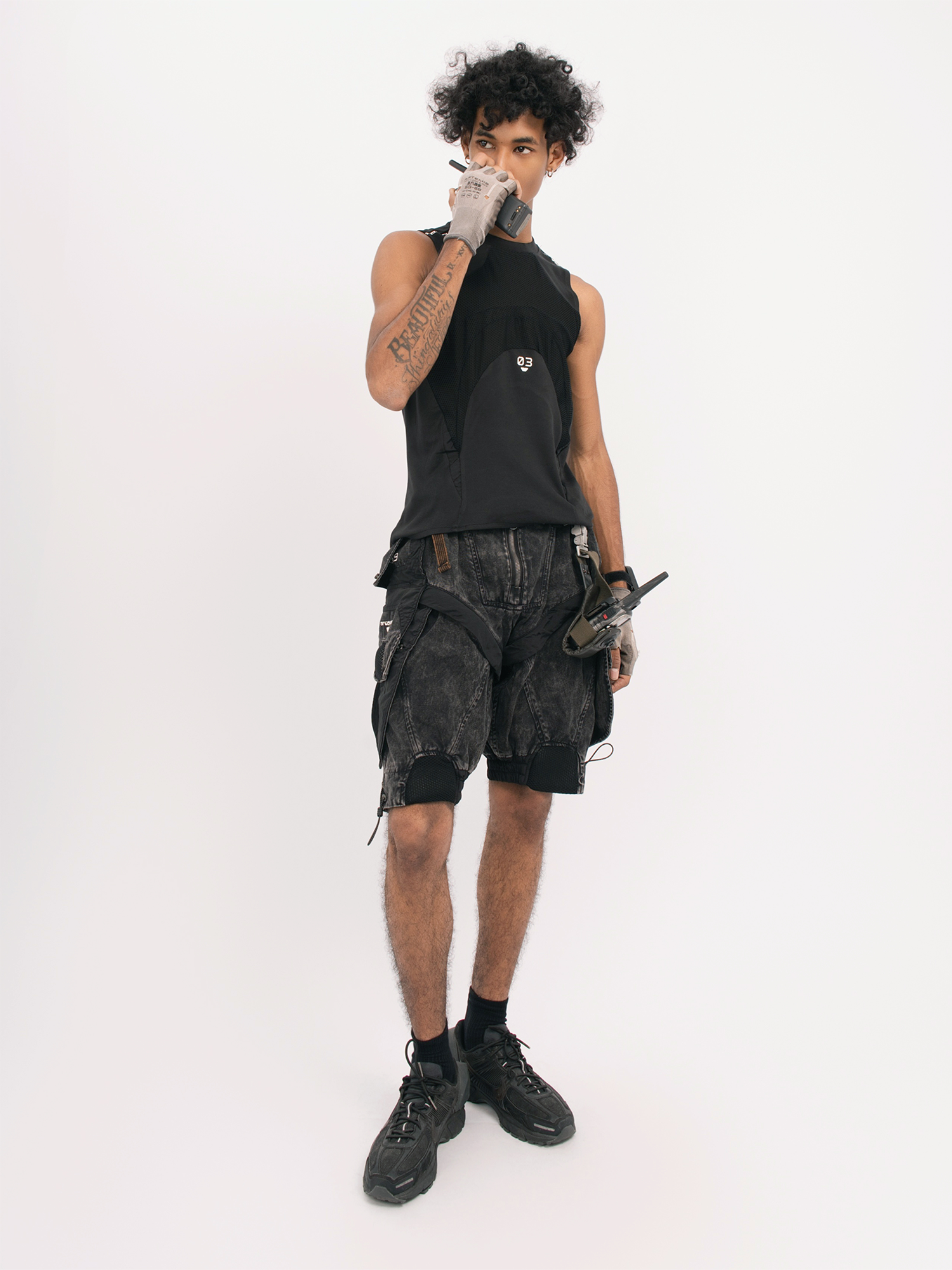 STEAM Distressed Spliced Detachable Utility Shorts