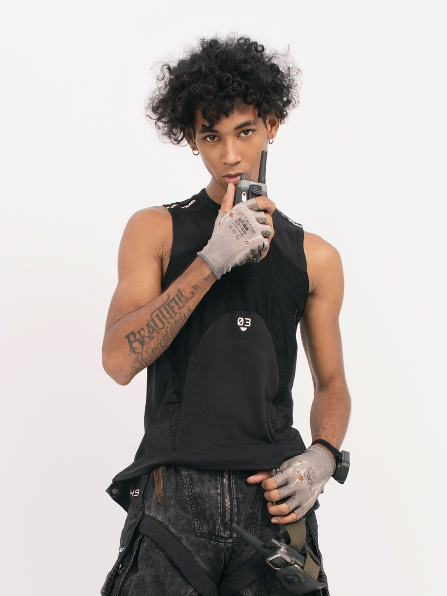 STEAM Distressed Mesh Tactical Tank Top
