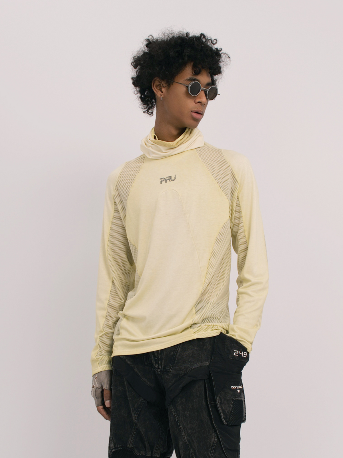 STEAM Mesh Paneled Washed Long-Sleeve Tee