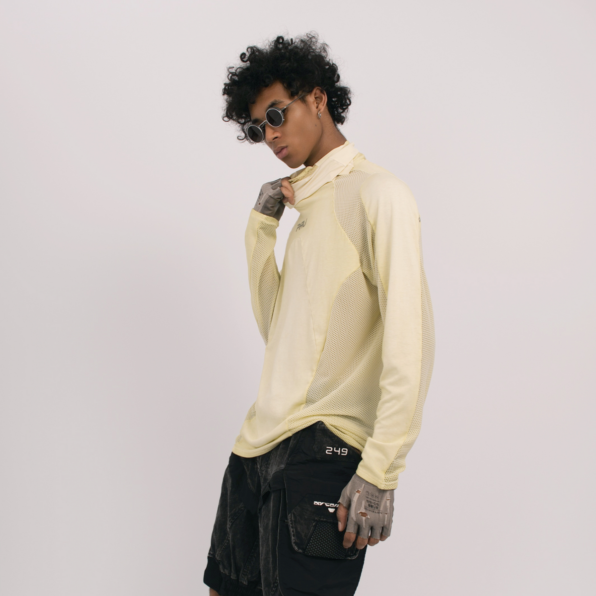 STEAM Mesh Paneled Washed Long-Sleeve Tee