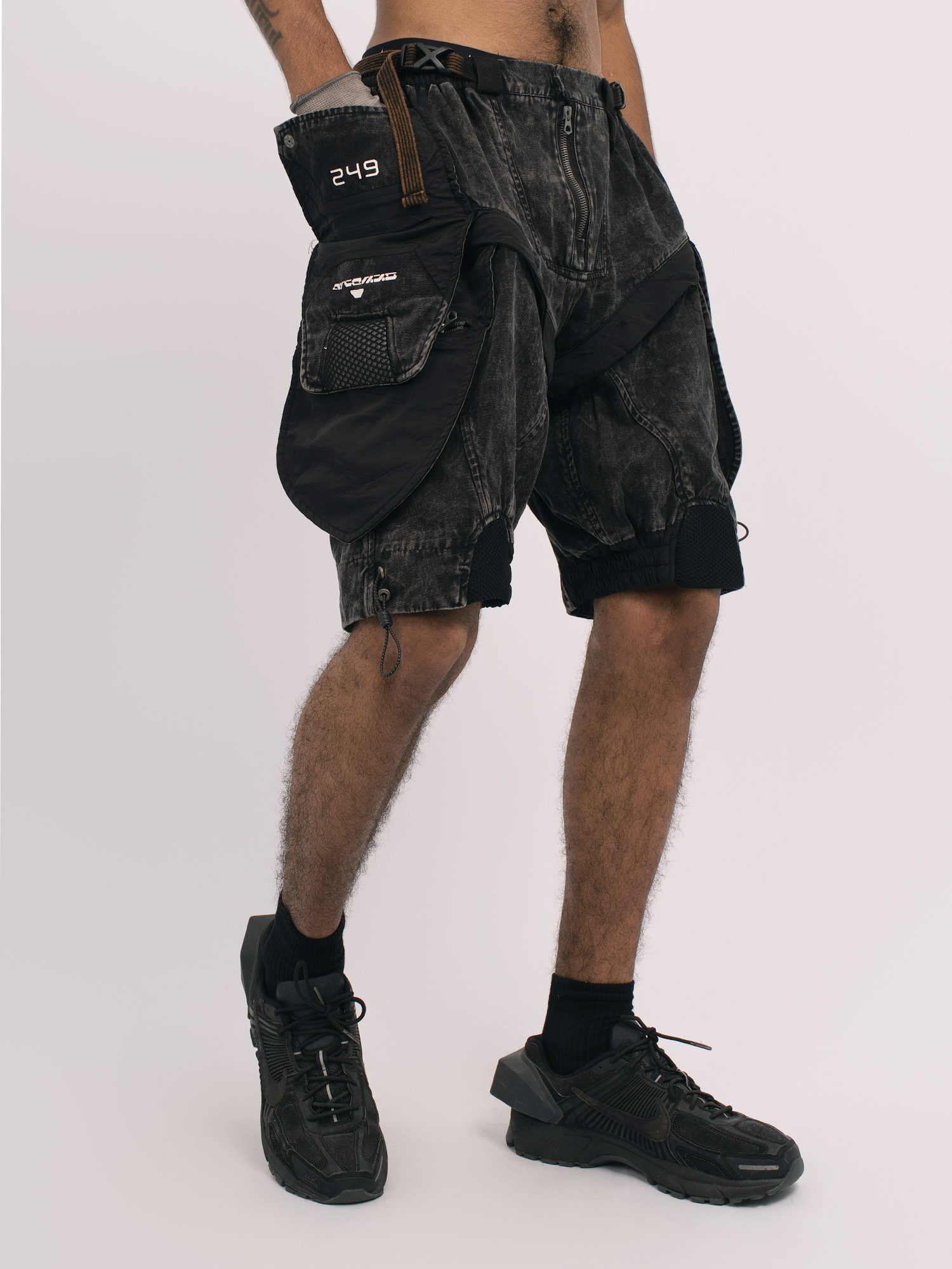 STEAM Distressed Spliced Detachable Utility Shorts