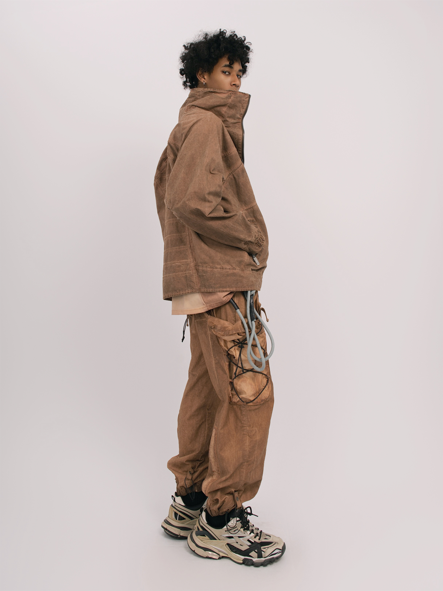 STEAM Washed Multi-Pocket Detachable Waist Bag Cargo Pants