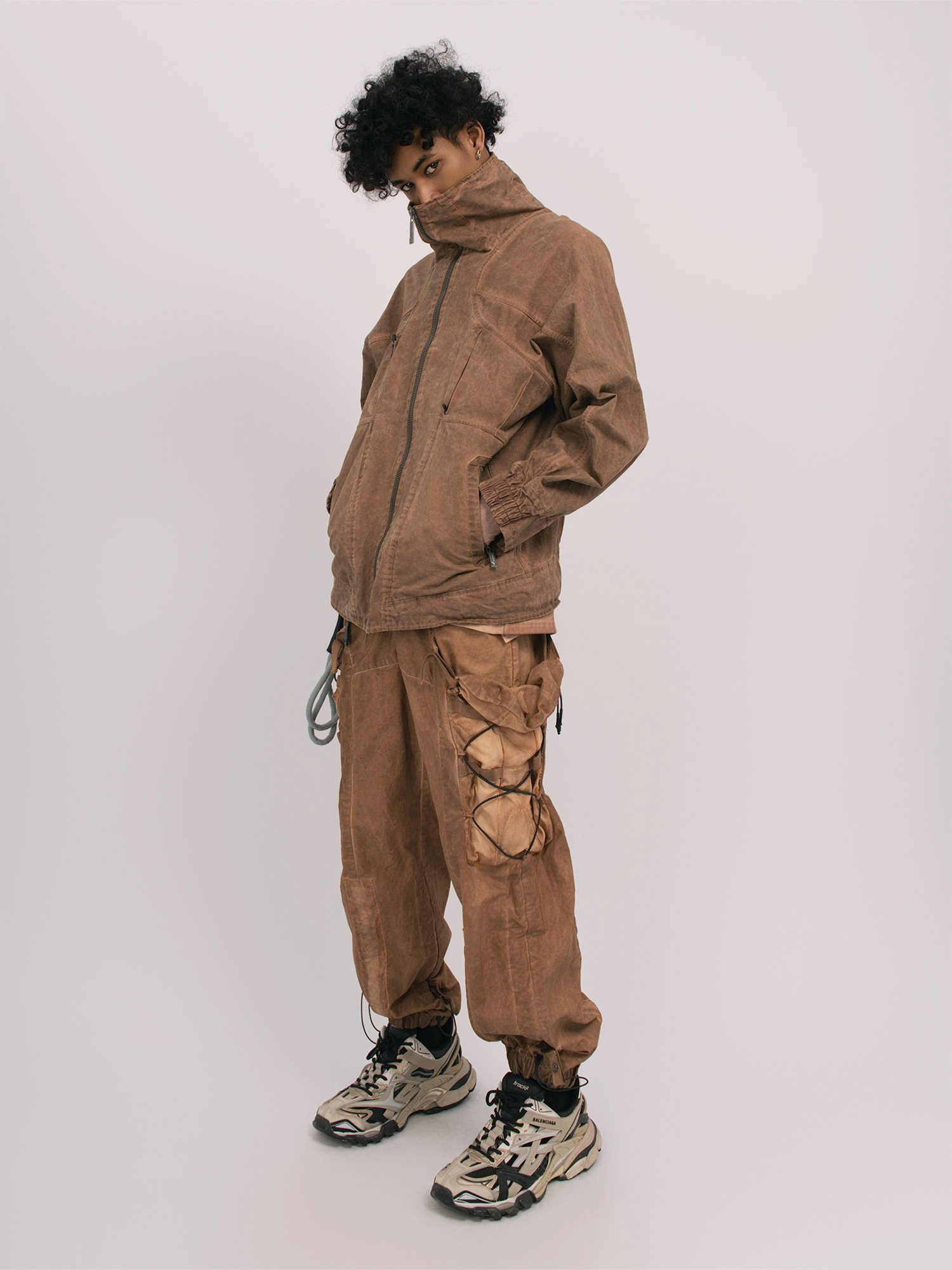 STEAM Washed Multi-Pocket Detachable Waist Bag Cargo Pants