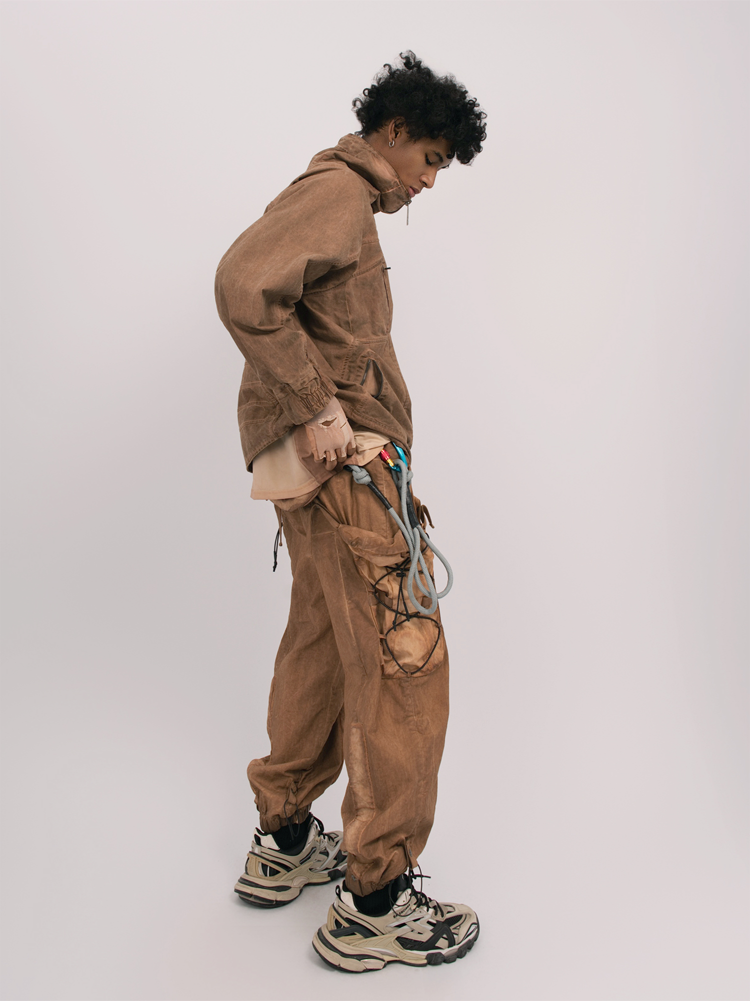 STEAM Washed Multi-Pocket Detachable Waist Bag Cargo Pants