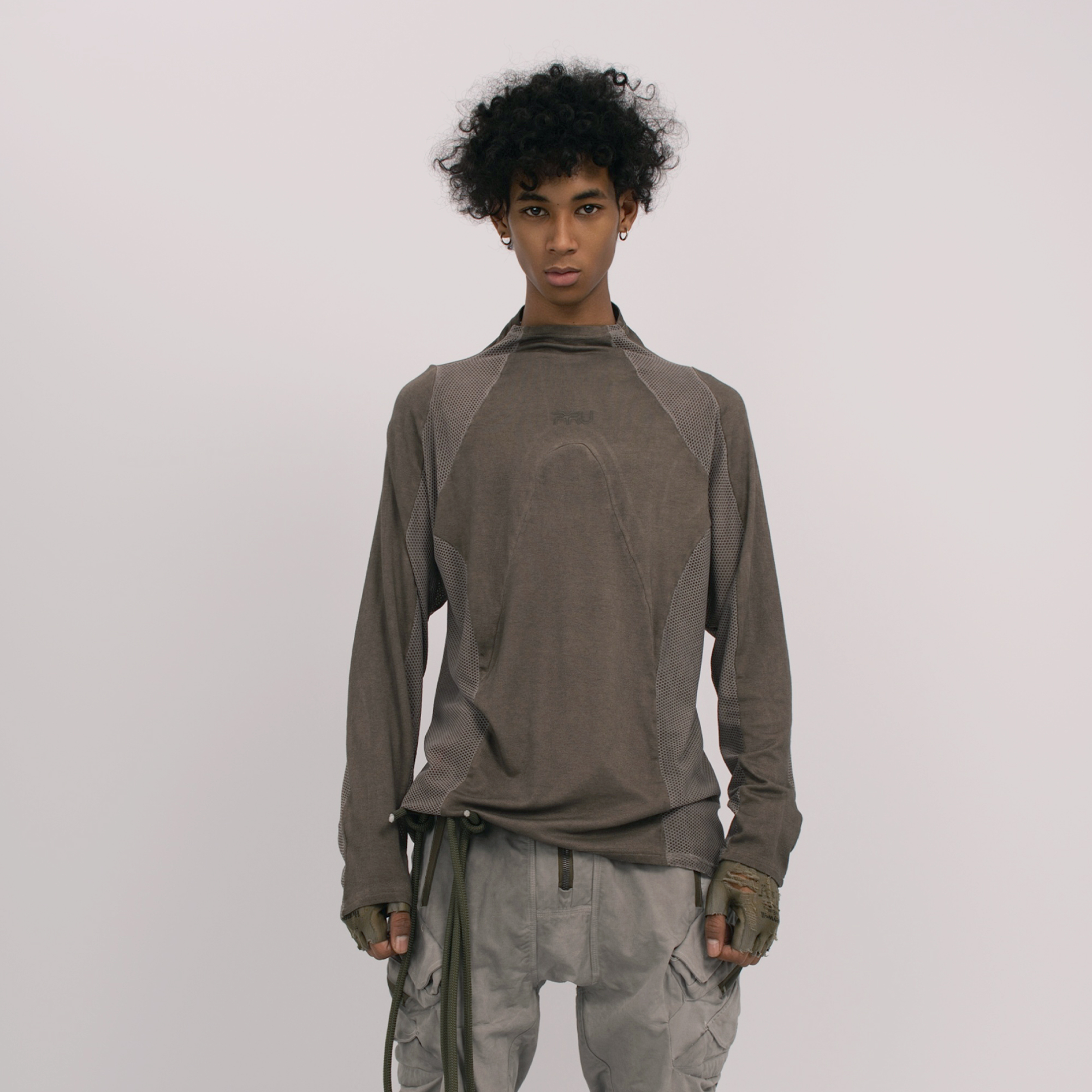 STEAM Mesh Paneled Washed Long-Sleeve Tee