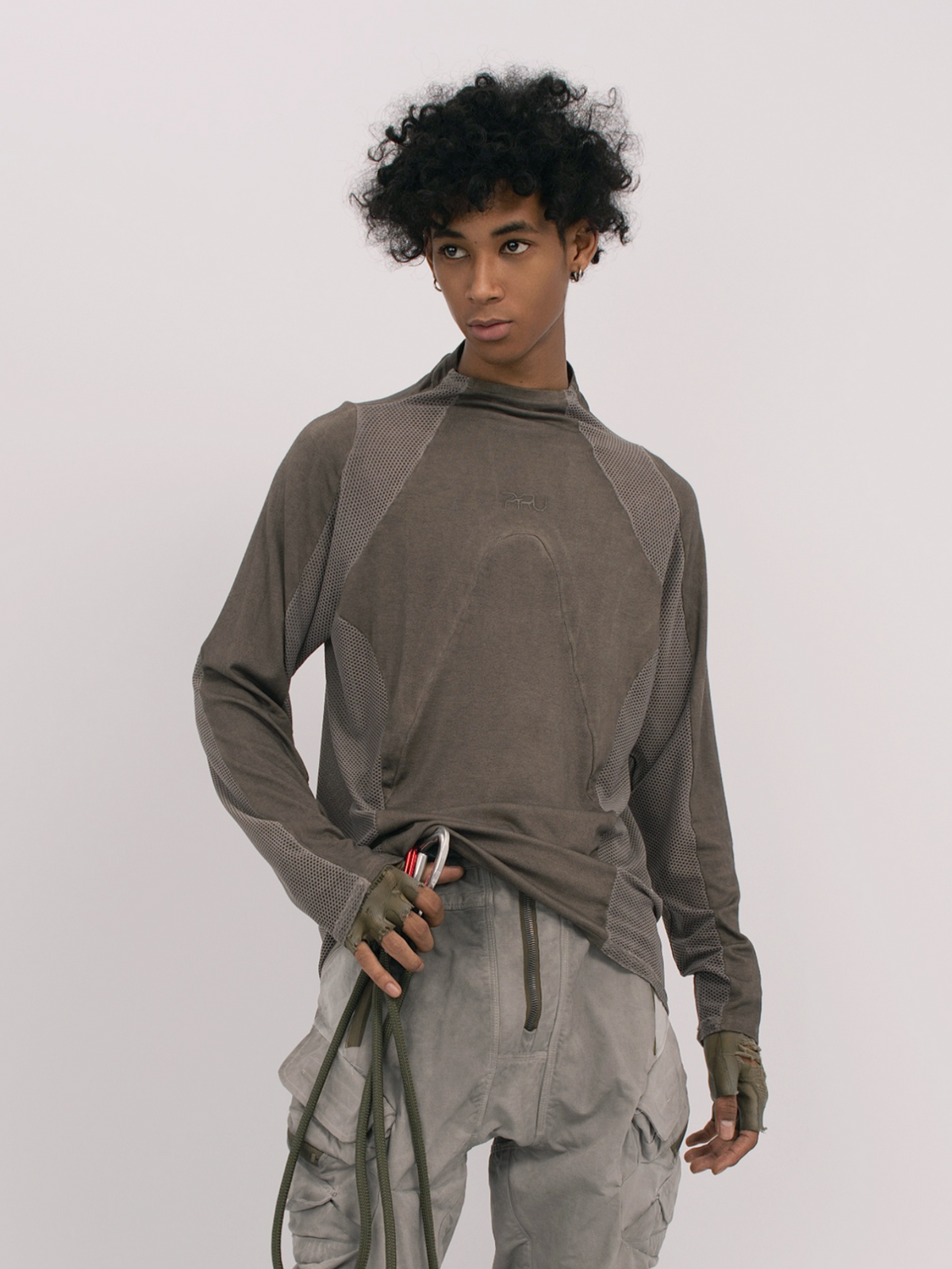 STEAM Mesh Paneled Washed Long-Sleeve Tee