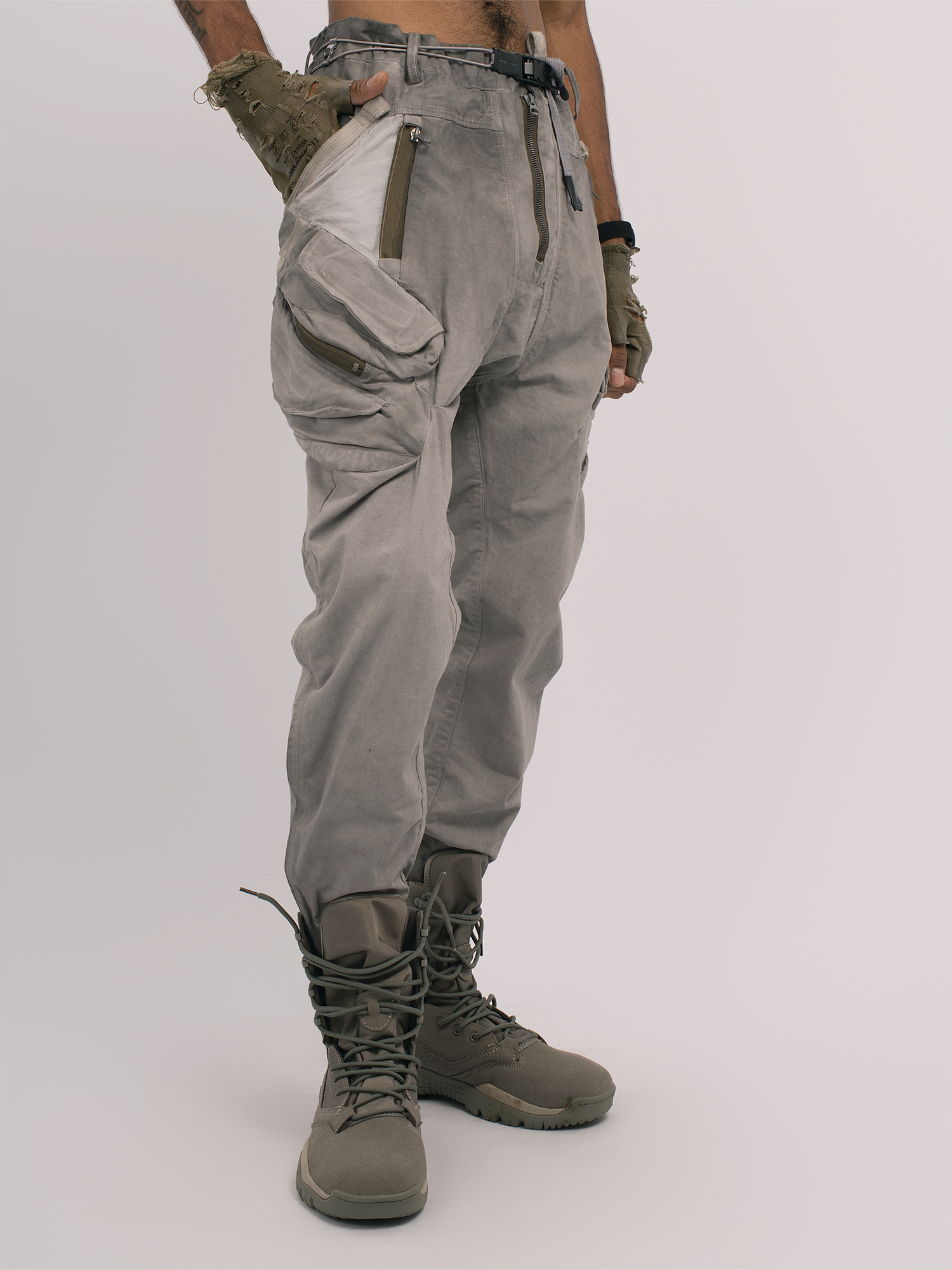 STEAM Distressed Multi-Pocket Utility Cargo Pants