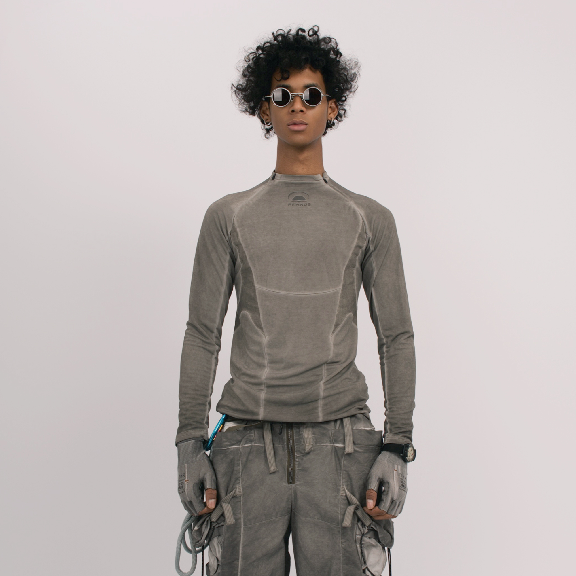 STEAM Distressed Spliced Paneled Long-Sleeve Tee