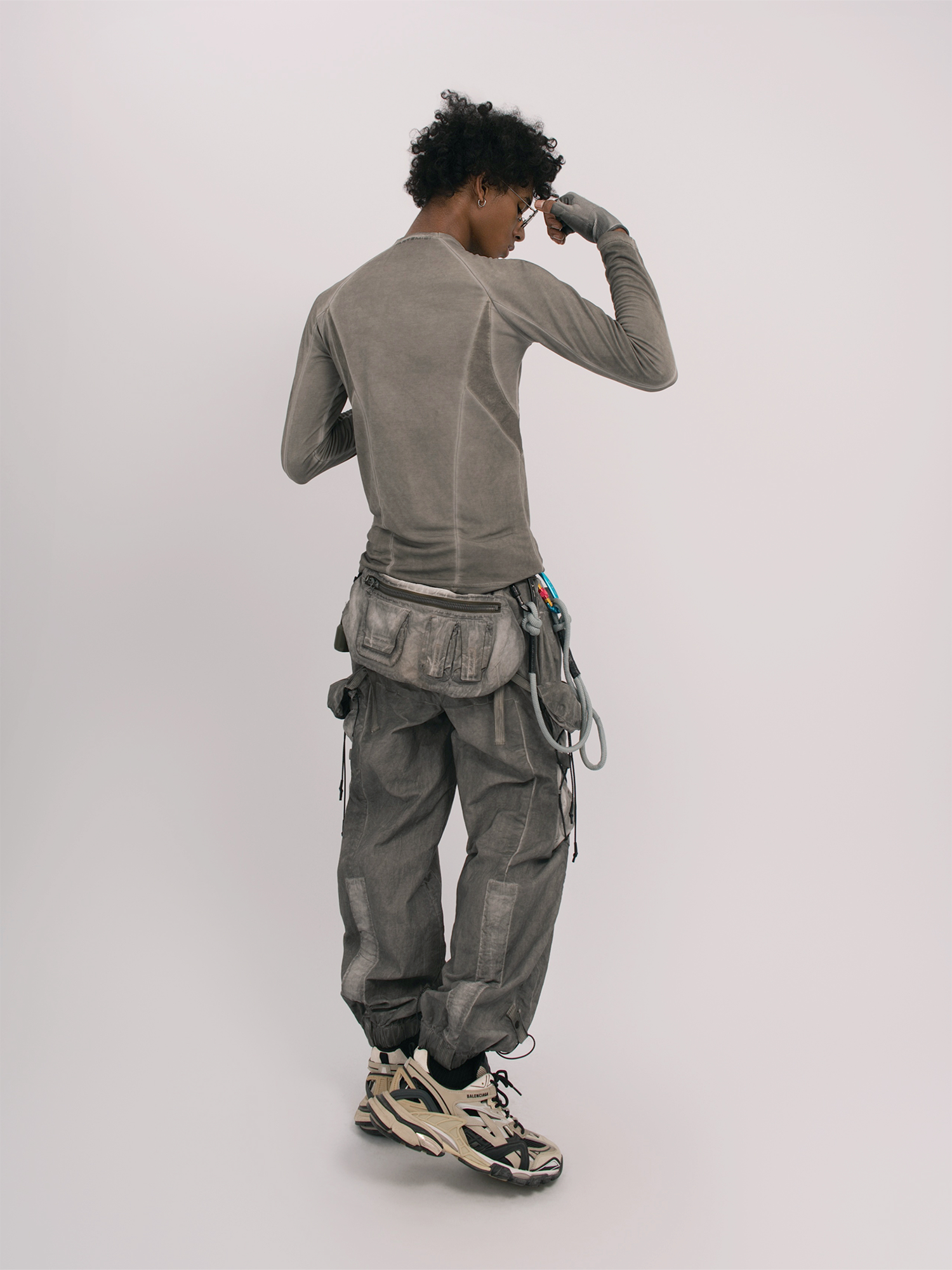 STEAM Distressed Spliced Paneled Long-Sleeve Tee