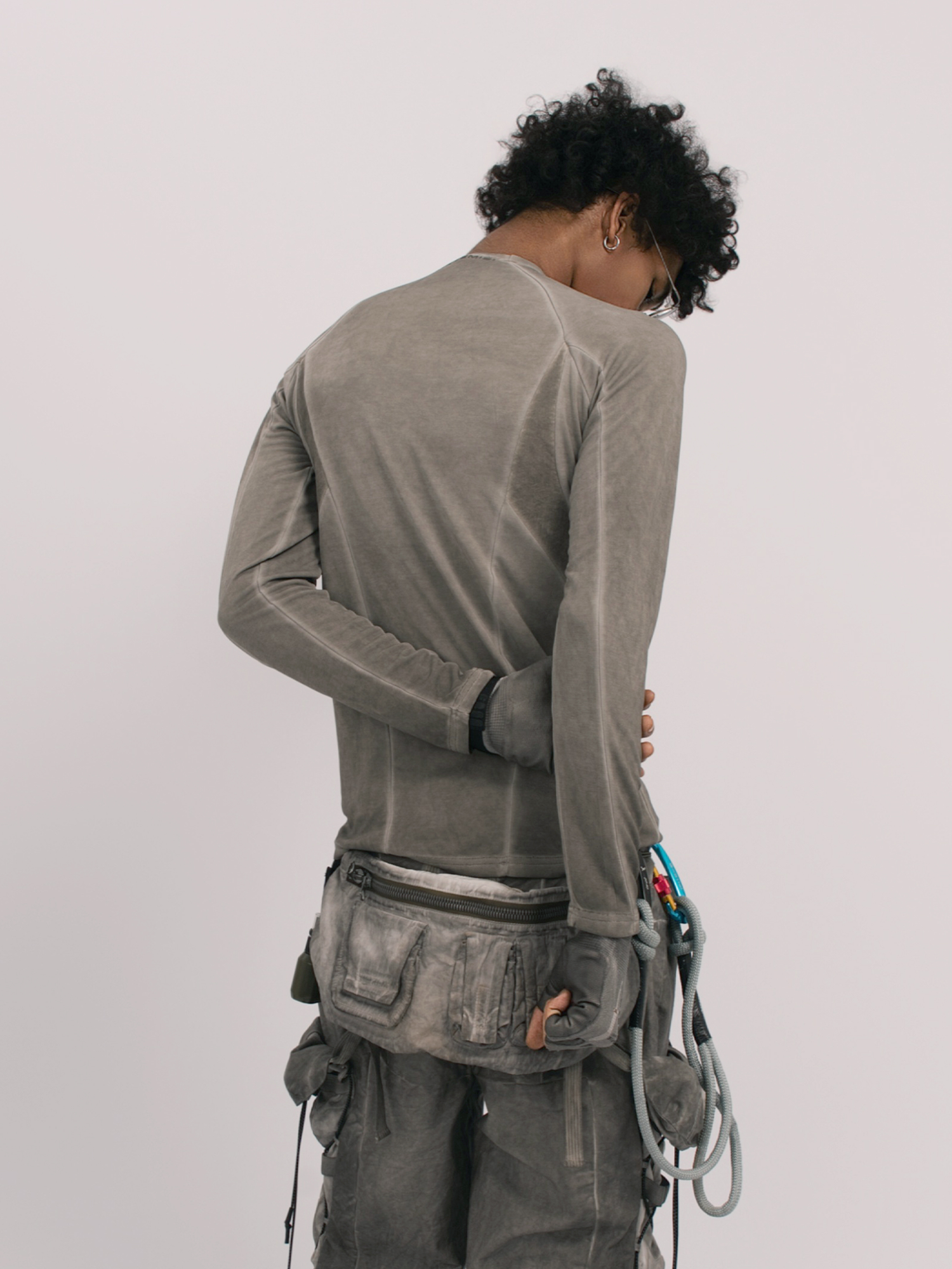 STEAM Distressed Spliced Paneled Long-Sleeve Tee