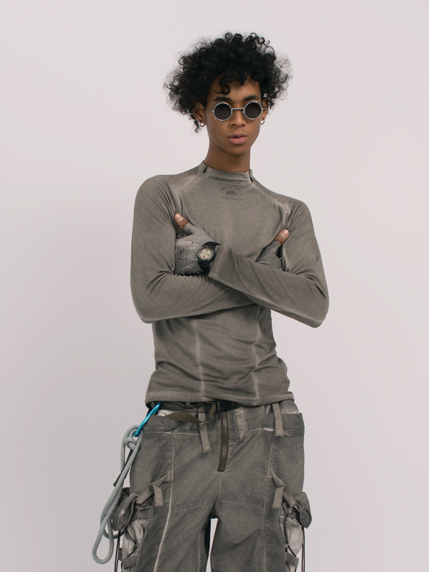 STEAM Distressed Spliced Paneled Long-Sleeve Tee
